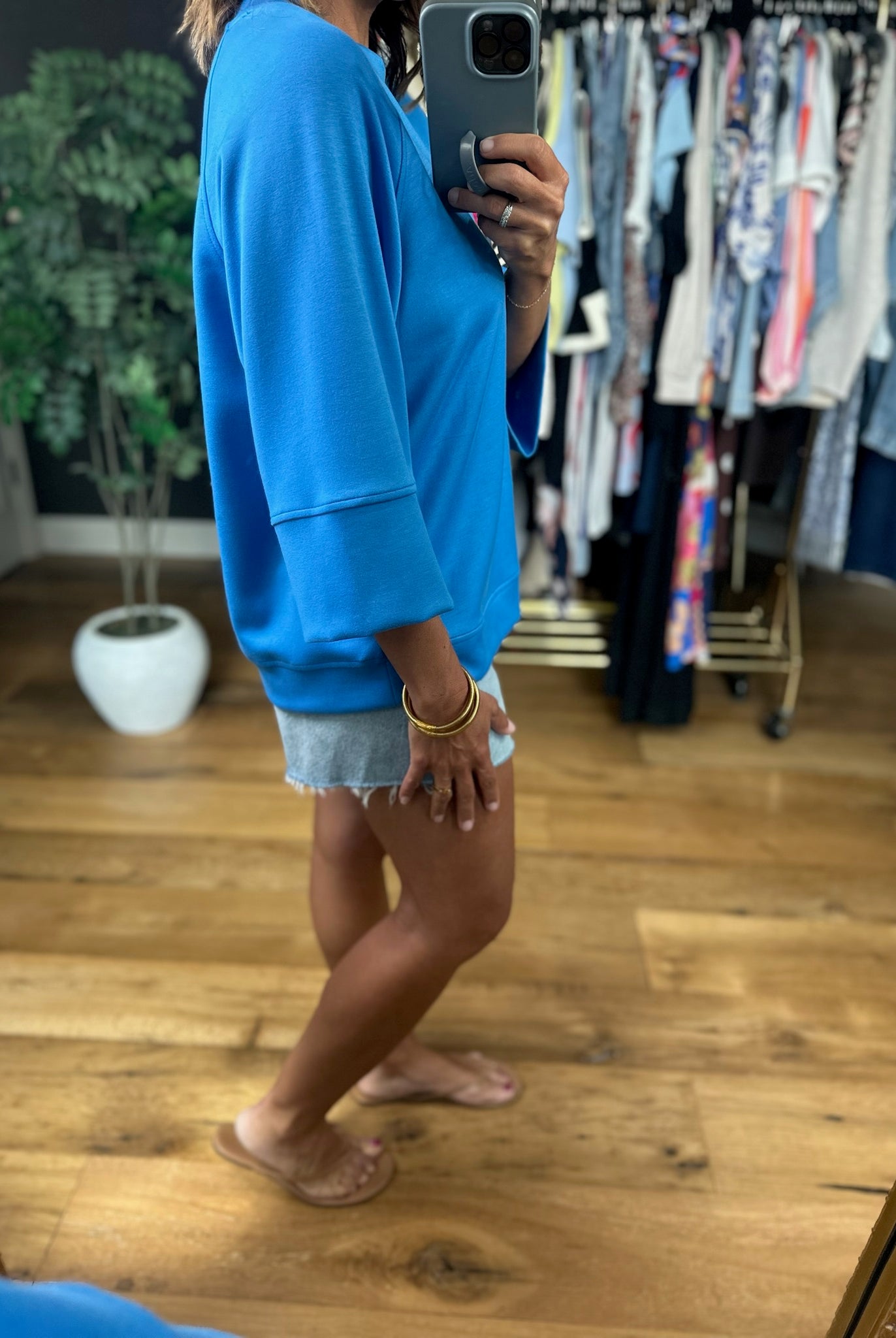 Fresh Air Feeling Scuba Top-Short Sleeves-Umgee-Anna Kaytes Boutique, Women's Fashion Boutique in Grinnell, Iowa