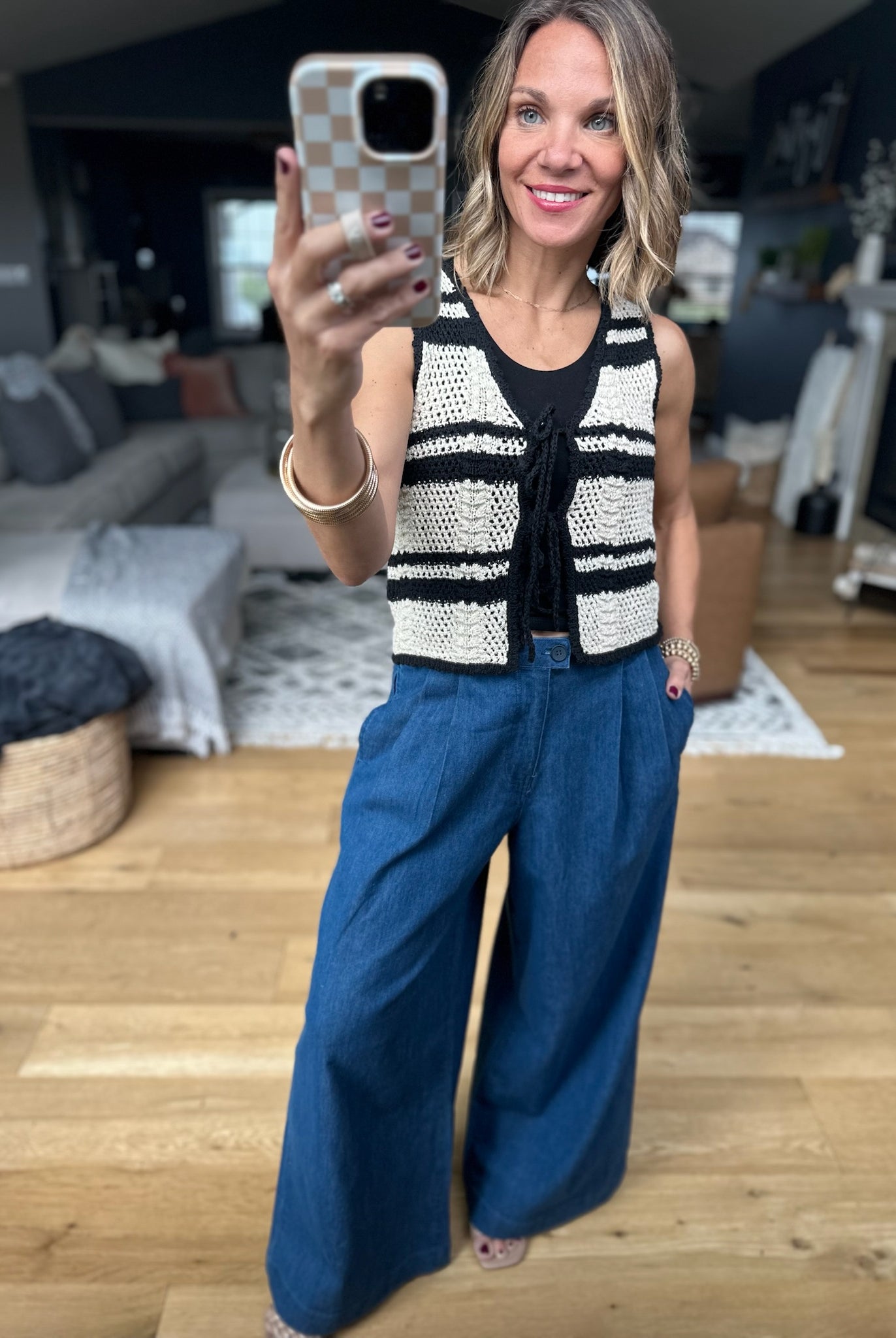 The Willow Wide-Leg Pleated Pants - Chambray-Blu Pepper-Anna Kaytes Boutique, Women's Fashion Boutique in Grinnell, Iowa