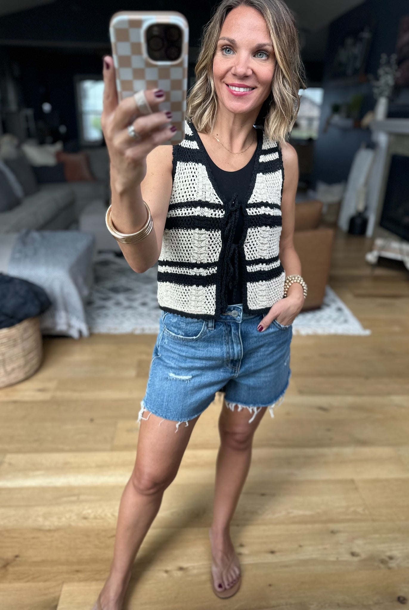 Proud Moment Knit Tie Vest - Black Combo-Blu Pepper-Anna Kaytes Boutique, Women's Fashion Boutique in Grinnell, Iowa