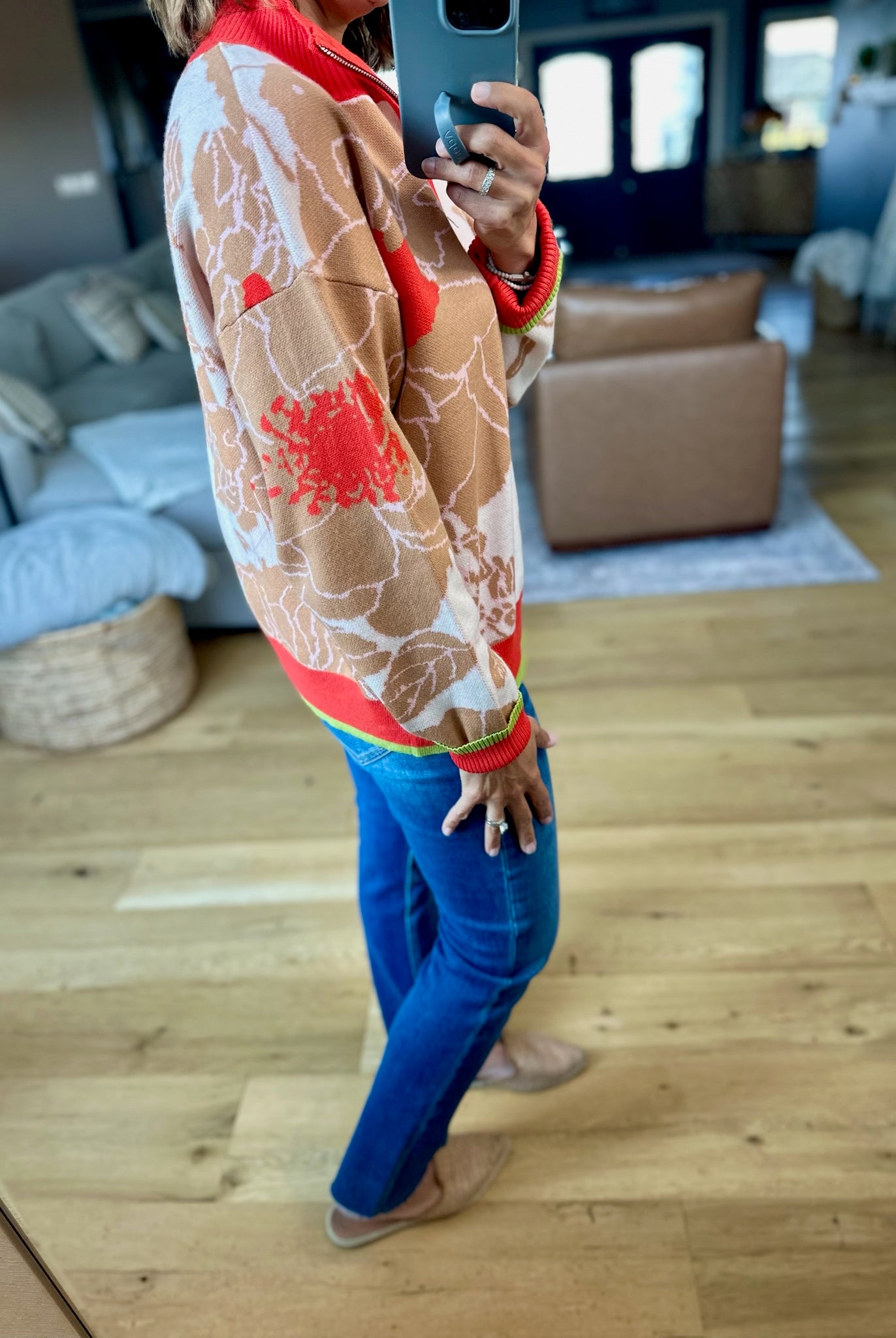 Nature's Fall Floral Zip Knit-&Merci-Anna Kaytes Boutique, Women's Fashion Boutique in Grinnell, Iowa