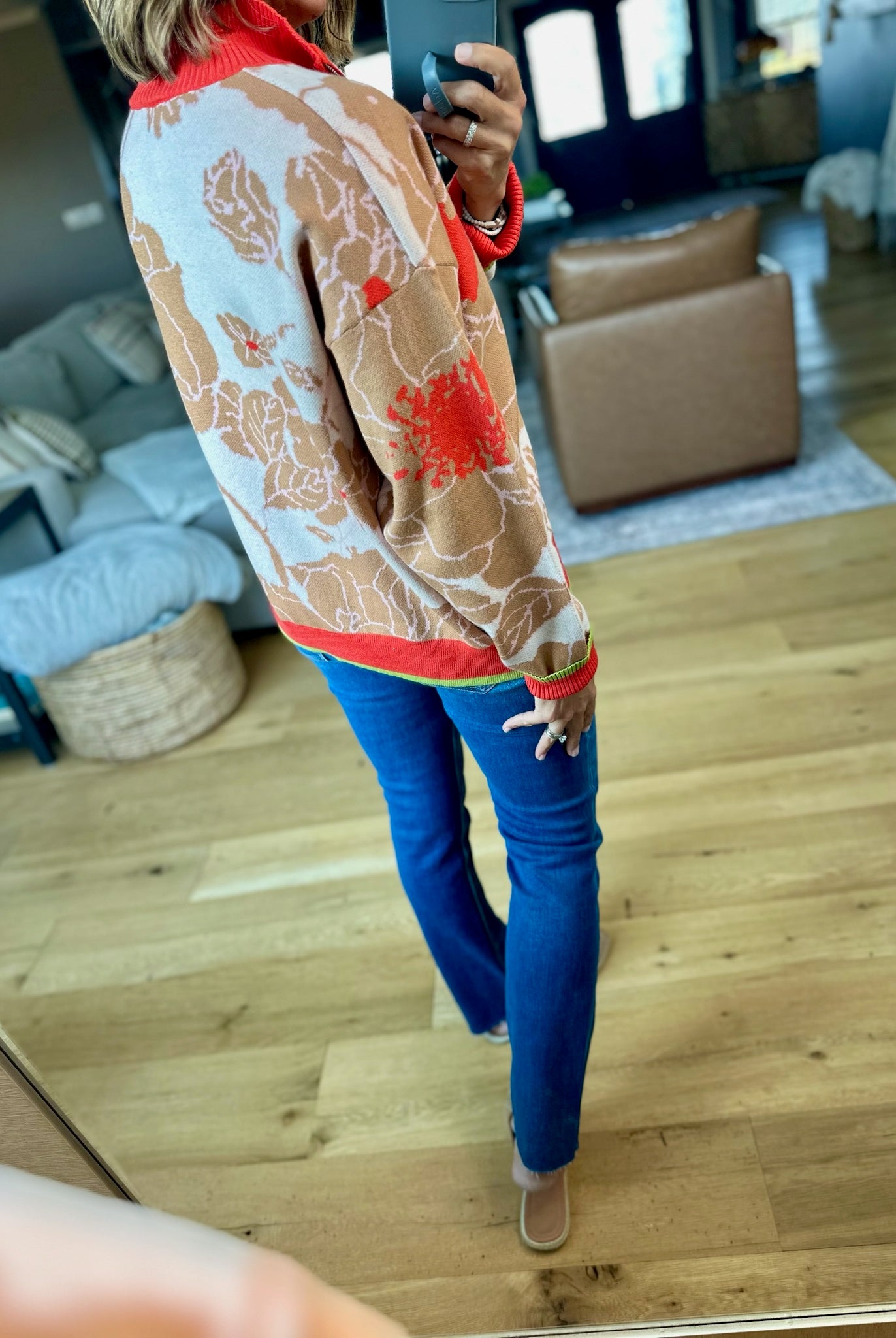 Nature's Fall Floral Zip Knit-&Merci-Anna Kaytes Boutique, Women's Fashion Boutique in Grinnell, Iowa