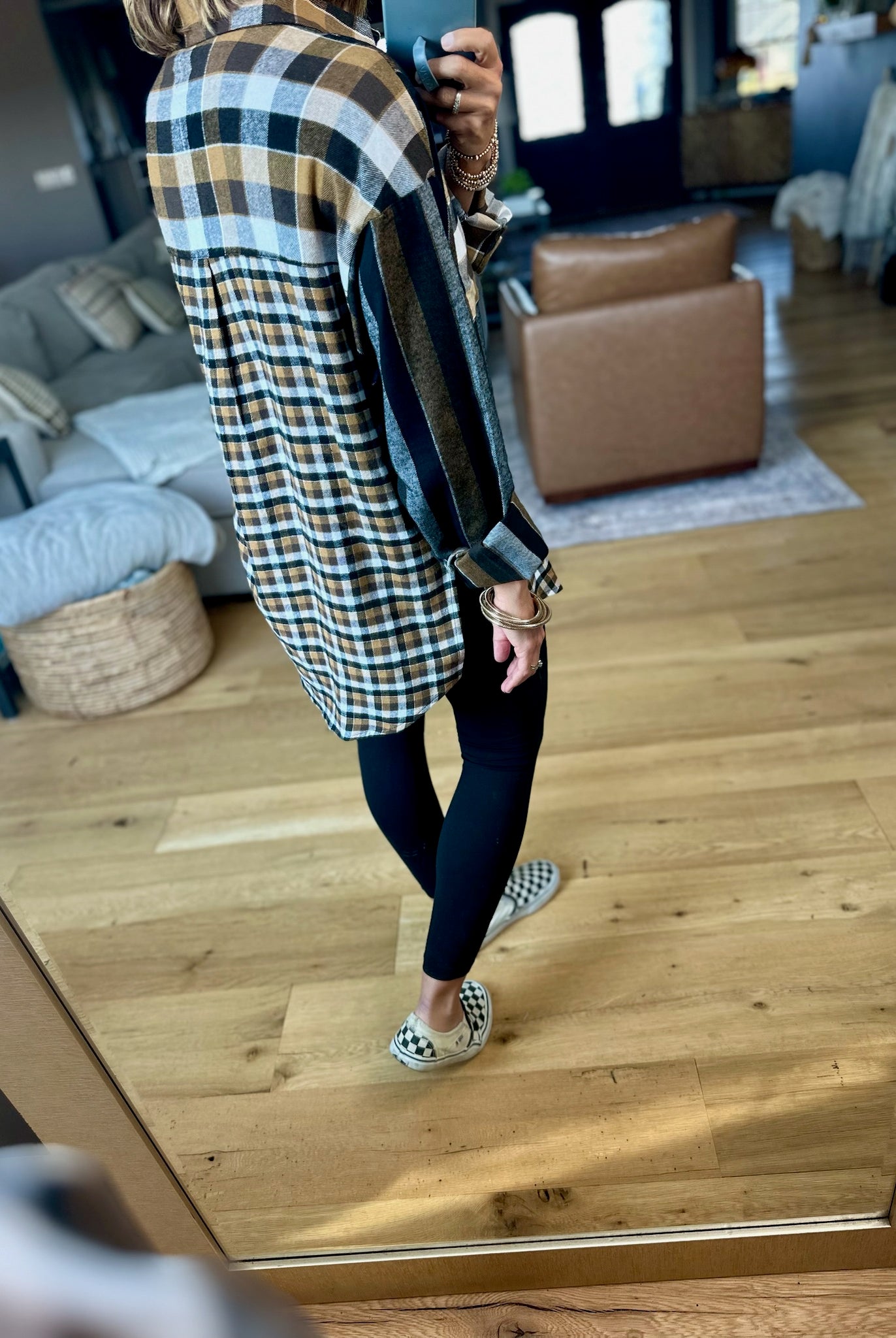 All My Attention Contrasting Plaid Button-Down Top-Aemi & Co-Anna Kaytes Boutique, Women's Fashion Boutique in Grinnell, Iowa