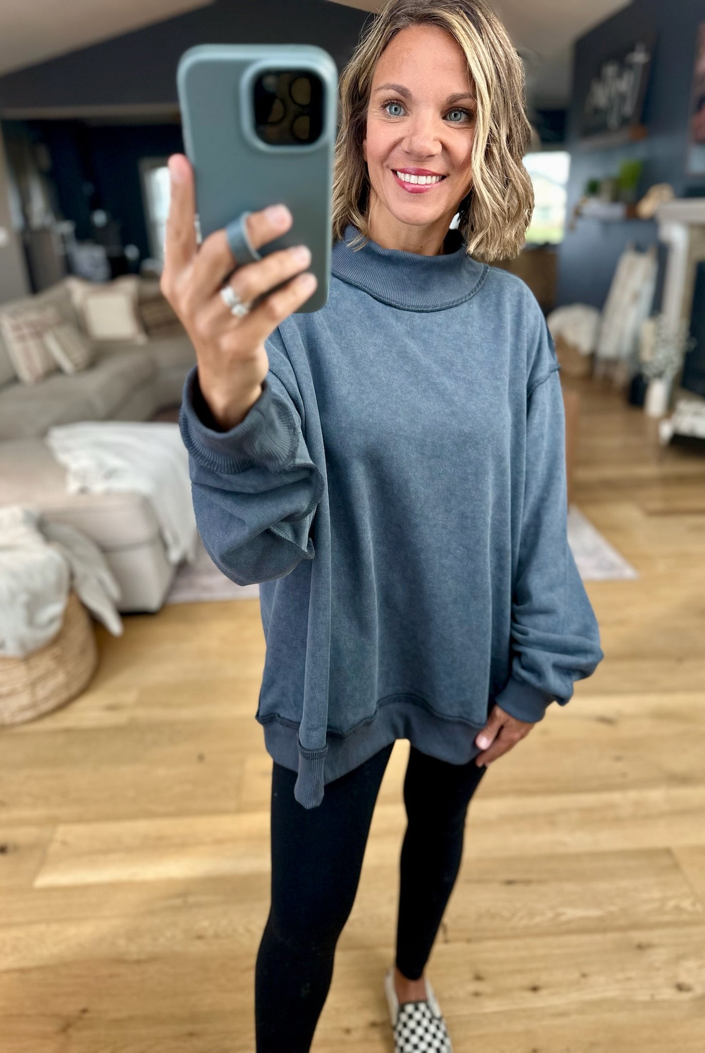 Work This Out Mock-Neck Washed Pullover-Bucketlist-Anna Kaytes Boutique, Women's Fashion Boutique in Grinnell, Iowa