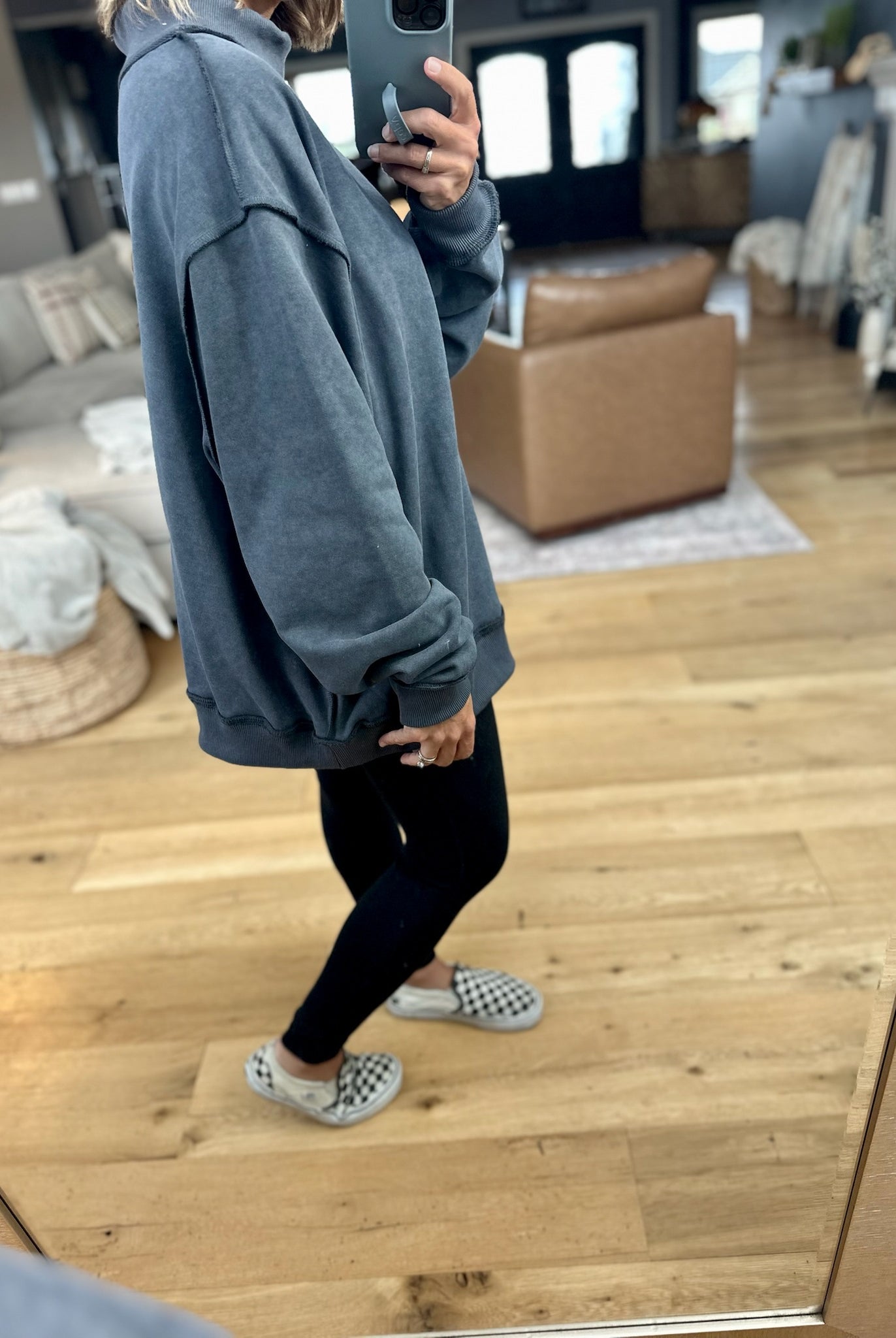 Work This Out Mock-Neck Washed Pullover-Bucketlist-Anna Kaytes Boutique, Women's Fashion Boutique in Grinnell, Iowa