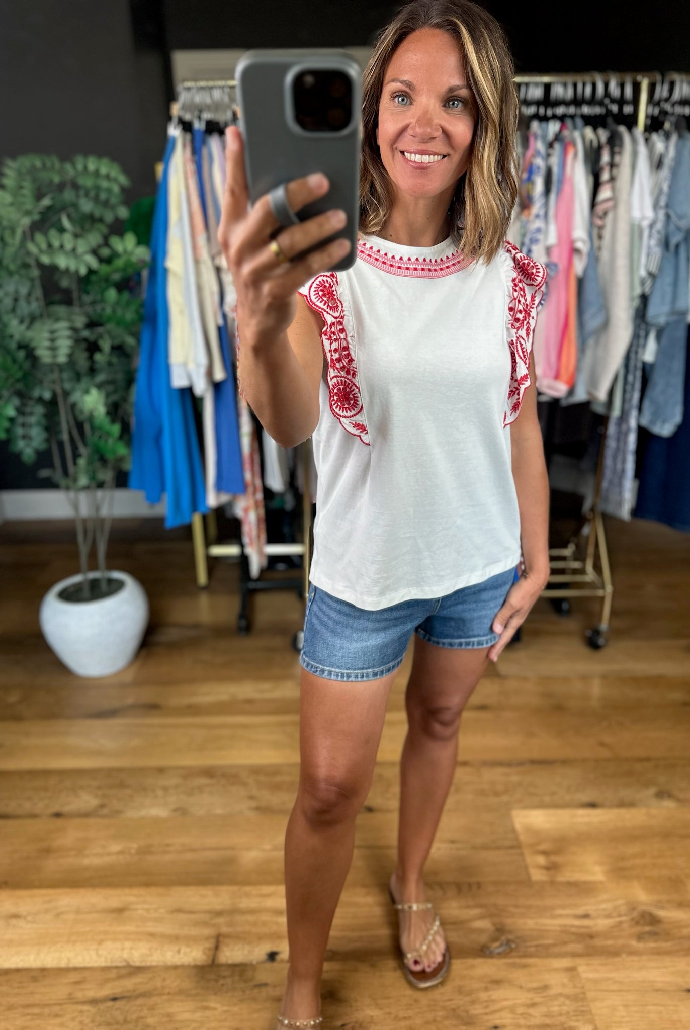 Healing Powers Embroidered-Detail Top-Short Sleeves-Vine & Love-Anna Kaytes Boutique, Women's Fashion Boutique in Grinnell, Iowa