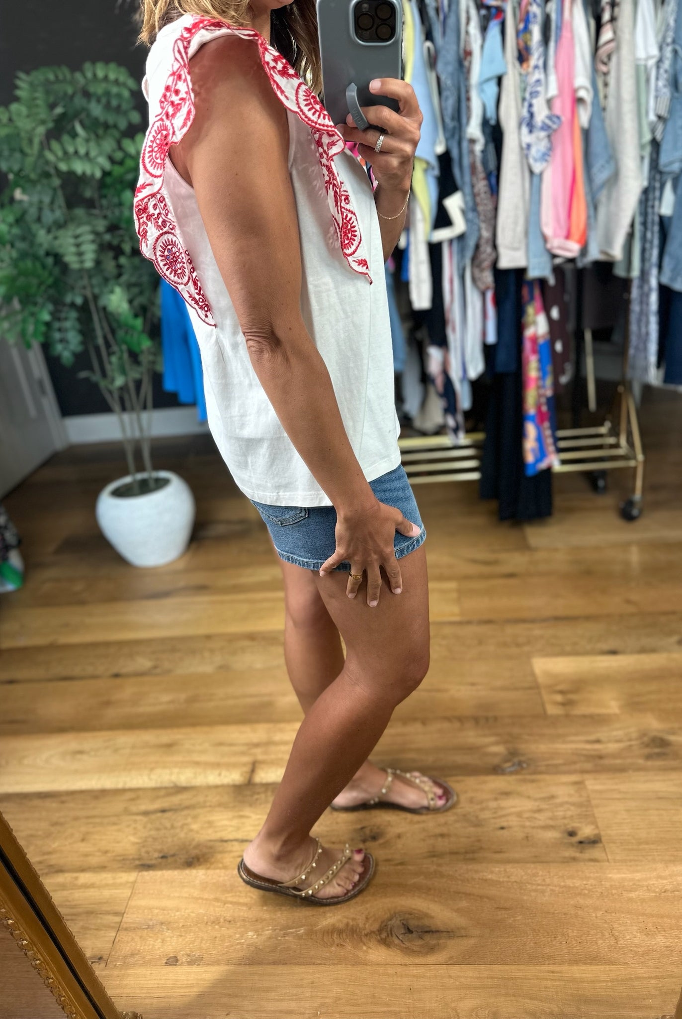 Healing Powers Embroidered-Detail Top-Short Sleeves-Vine & Love-Anna Kaytes Boutique, Women's Fashion Boutique in Grinnell, Iowa