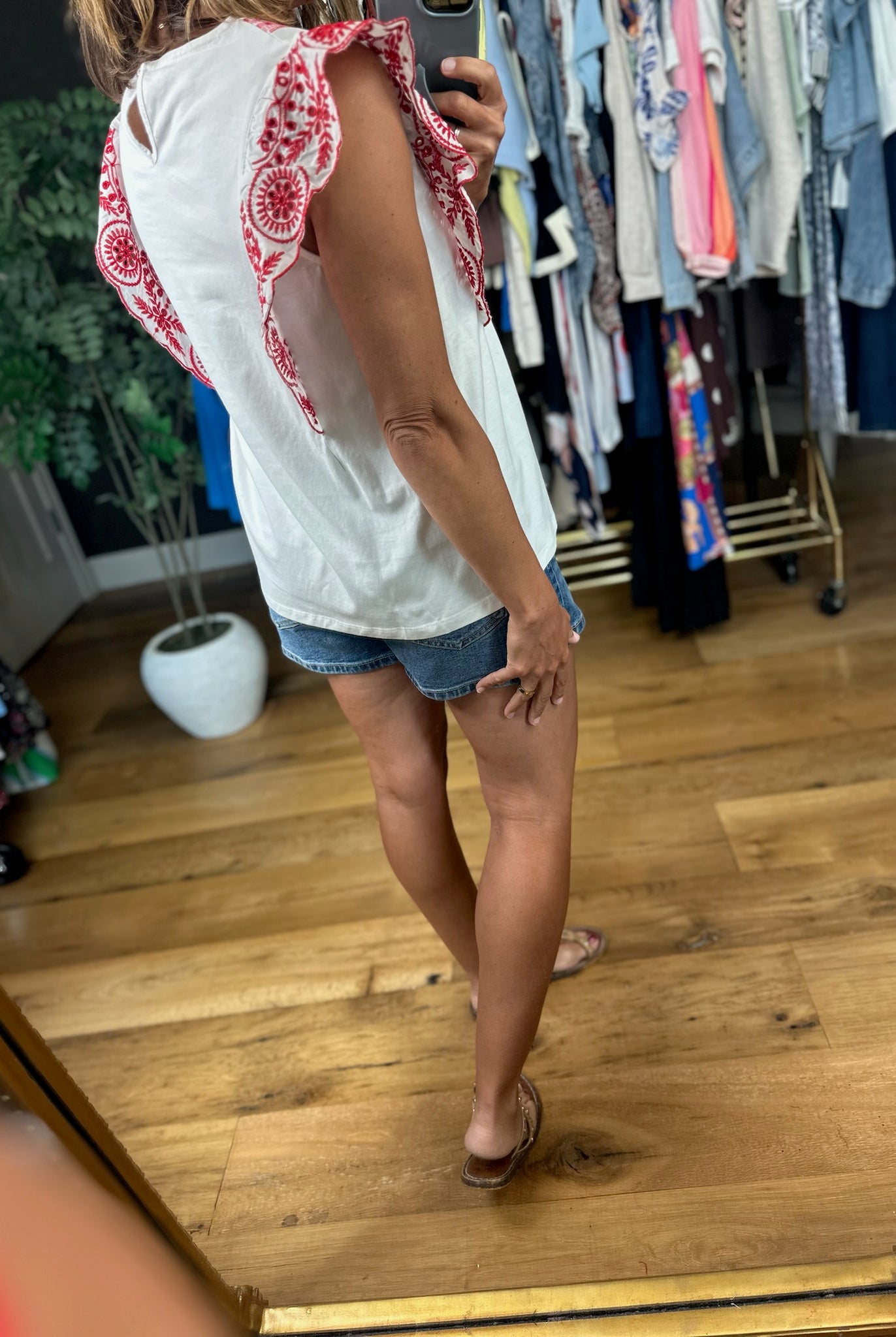 Healing Powers Embroidered-Detail Top-Short Sleeves-Vine & Love-Anna Kaytes Boutique, Women's Fashion Boutique in Grinnell, Iowa