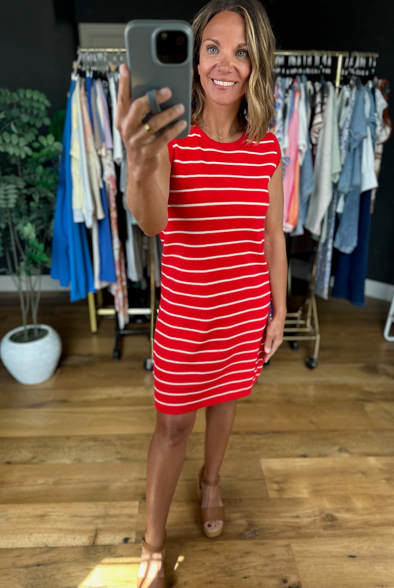 Everyday Classic Striped Knit Tank Dress-Dresses-Wishlist-Anna Kaytes Boutique, Women's Fashion Boutique in Grinnell, Iowa