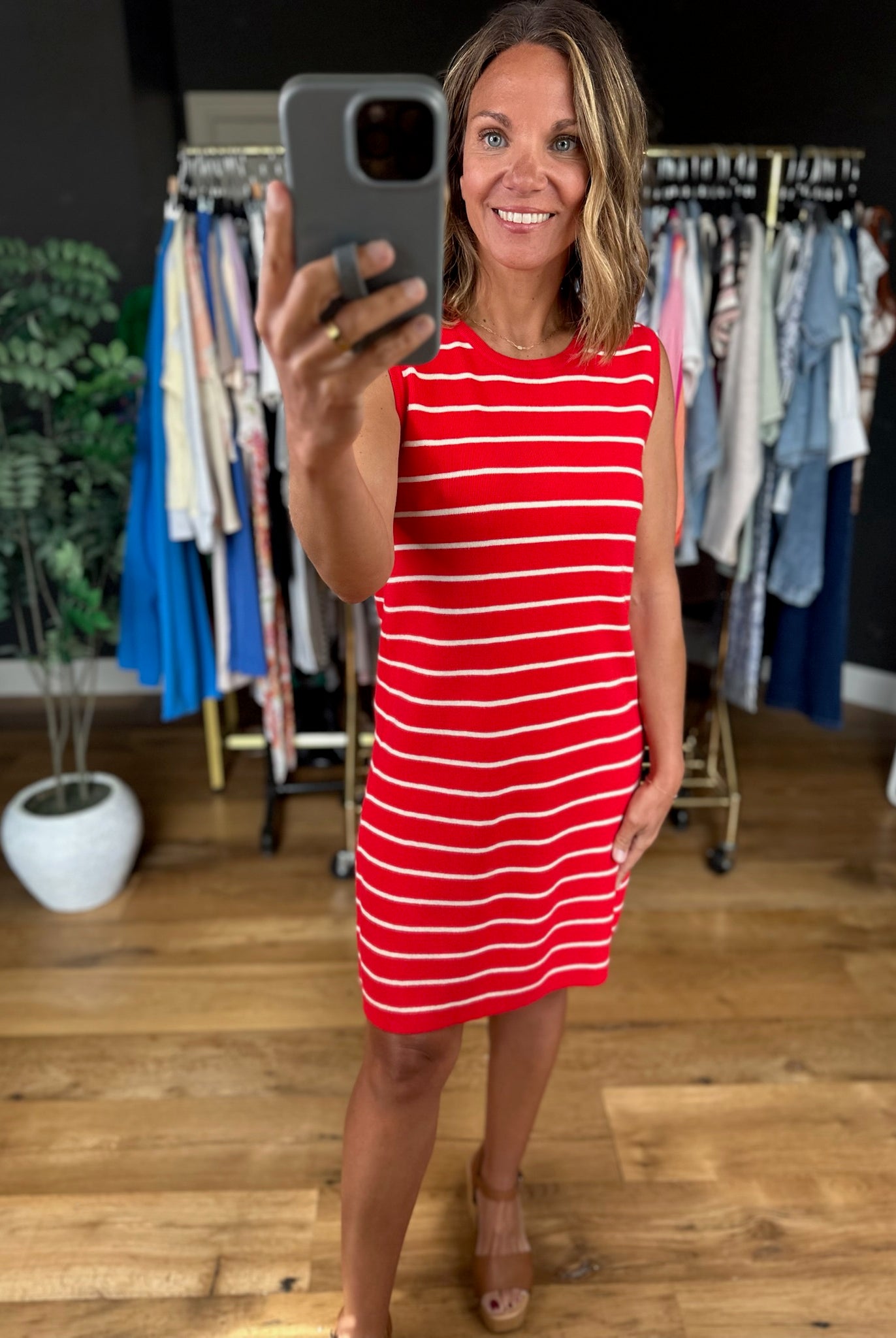 Everyday Classic Striped Knit Tank Dress-Dresses-Wishlist-Anna Kaytes Boutique, Women's Fashion Boutique in Grinnell, Iowa