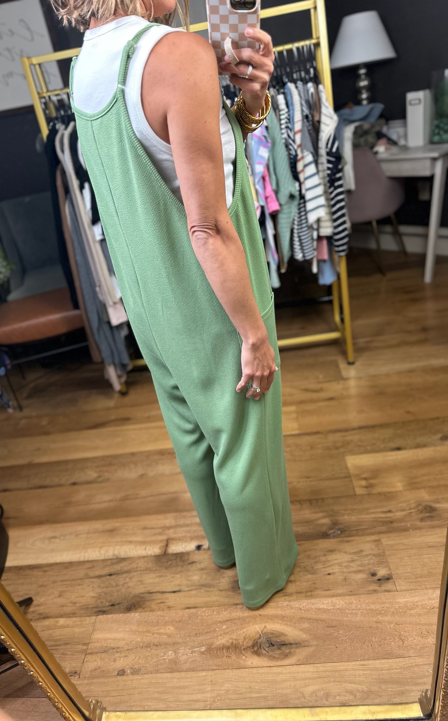 **Something About This Pocket Jumpsuit - Basil-Eesome-Anna Kaytes Boutique, Women's Fashion Boutique in Grinnell, Iowa