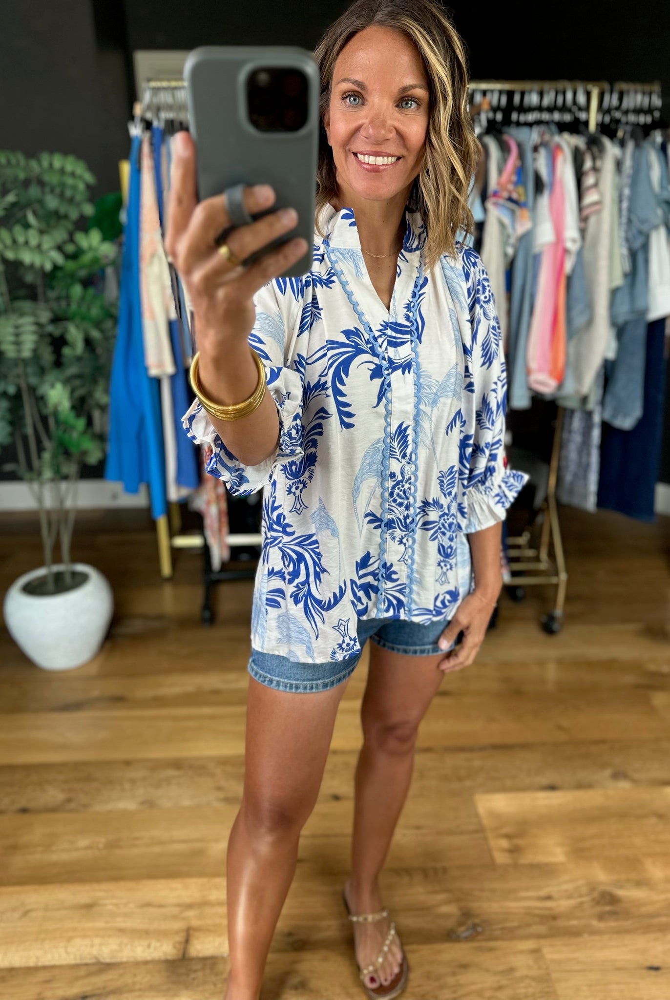 First Class Feeling Patterned Top-Short Sleeves-Umgee-Anna Kaytes Boutique, Women's Fashion Boutique in Grinnell, Iowa