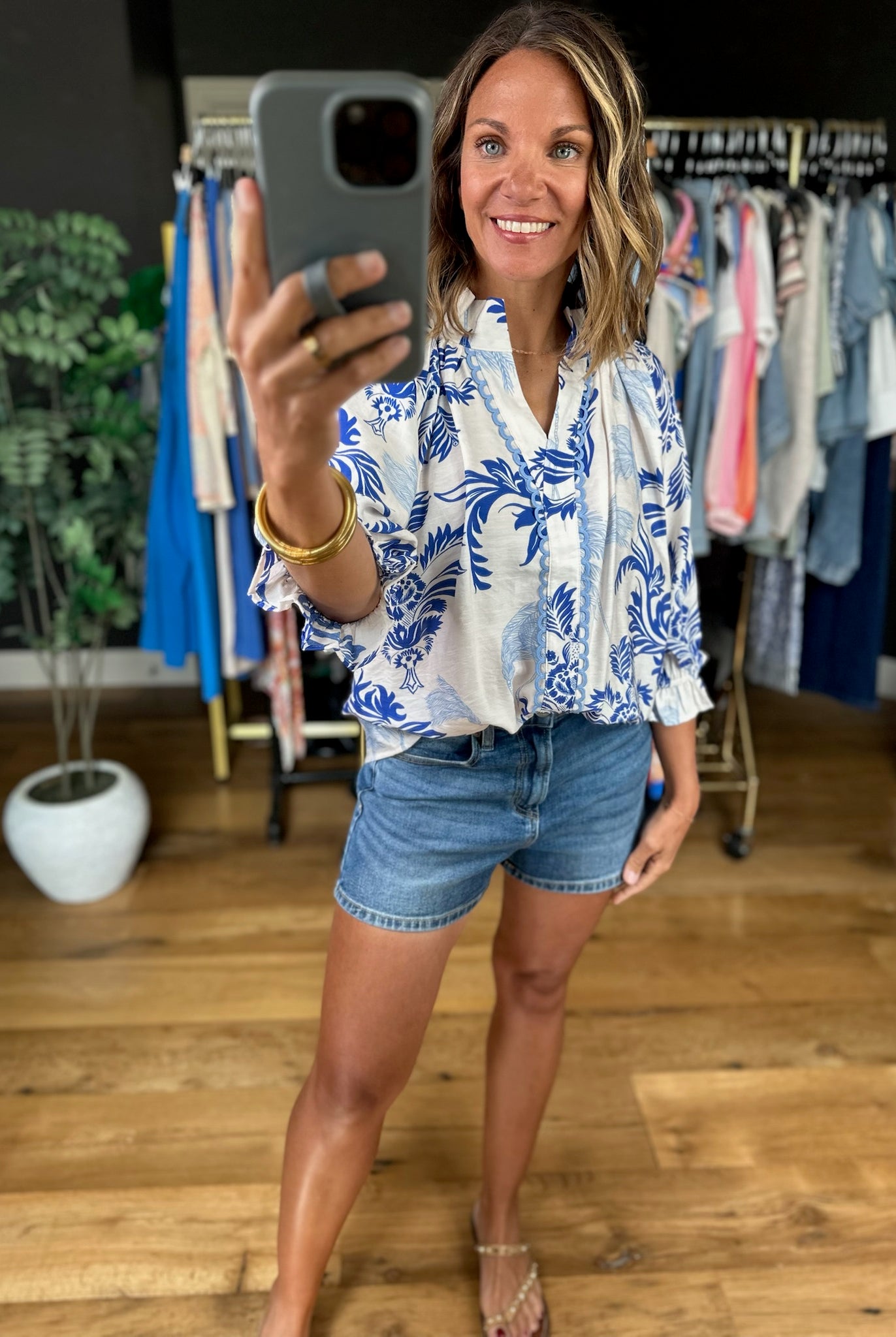 First Class Feeling Patterned Top-Short Sleeves-Umgee-Anna Kaytes Boutique, Women's Fashion Boutique in Grinnell, Iowa