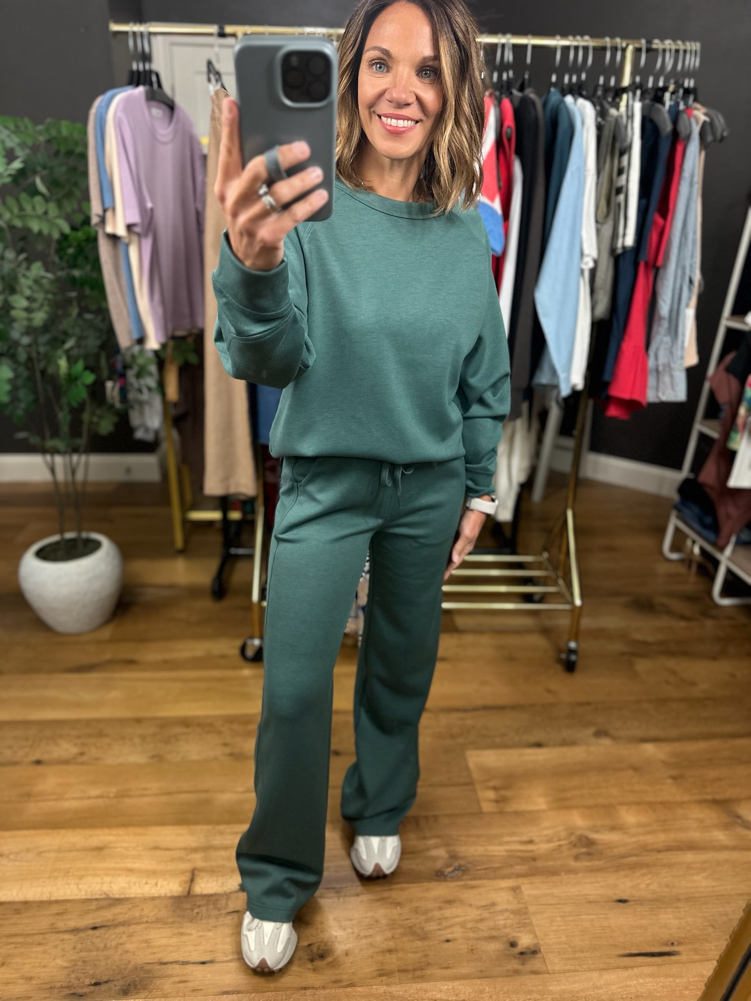 For The Better Scuba Crewneck Pullover (not pants) - Jade-Top-Zenana-Anna Kaytes Boutique, Women's Fashion Boutique in Grinnell, Iowa