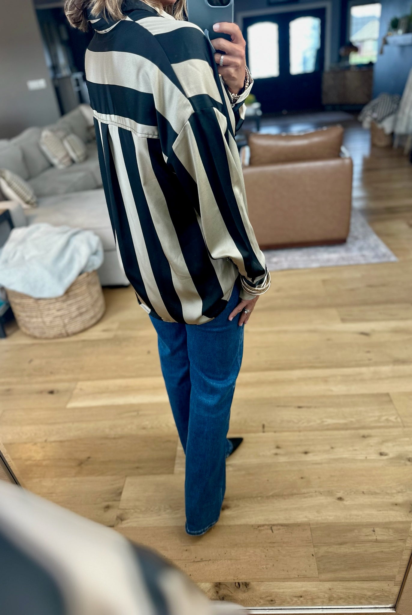 Easy Elegance Striped Button-Down Top-Doe & Rae-Anna Kaytes Boutique, Women's Fashion Boutique in Grinnell, Iowa