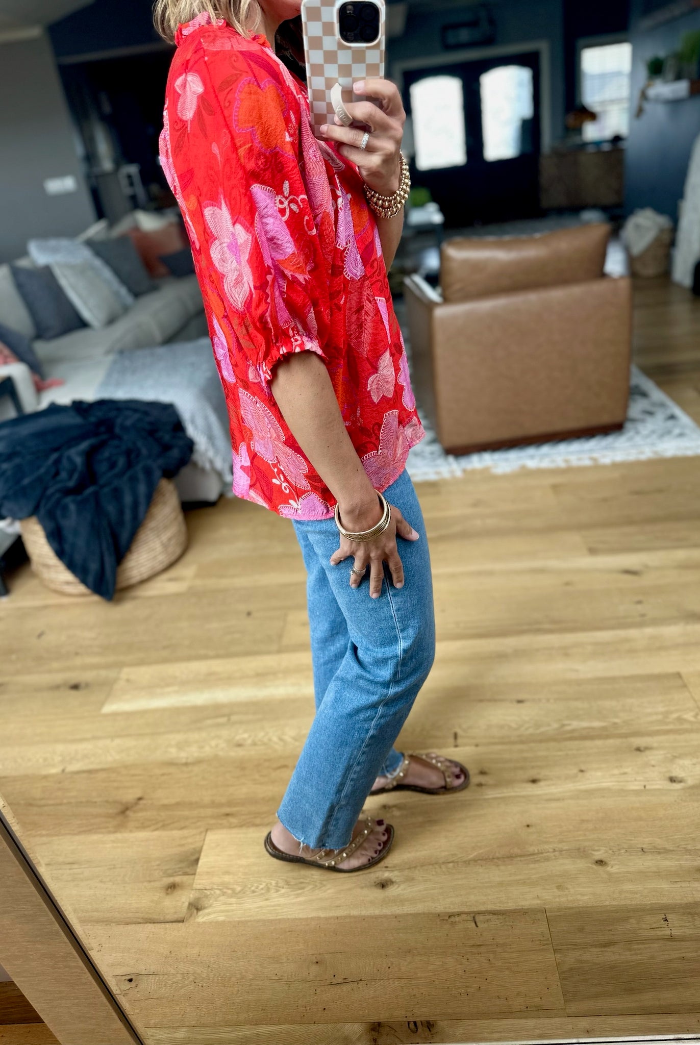 On An Island Floral Top - Red-THML-Anna Kaytes Boutique, Women's Fashion Boutique in Grinnell, Iowa