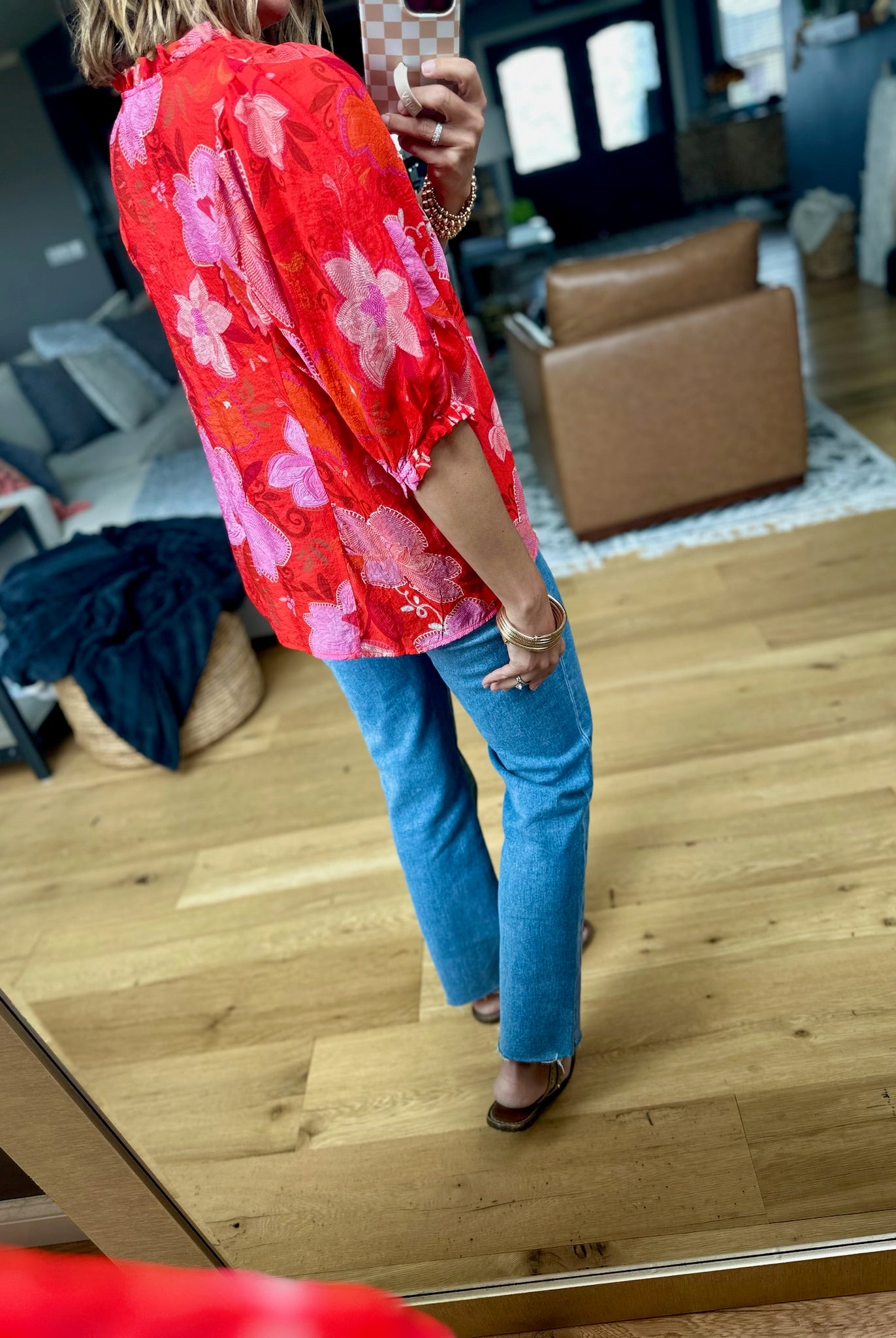 On An Island Floral Top - Red-THML-Anna Kaytes Boutique, Women's Fashion Boutique in Grinnell, Iowa