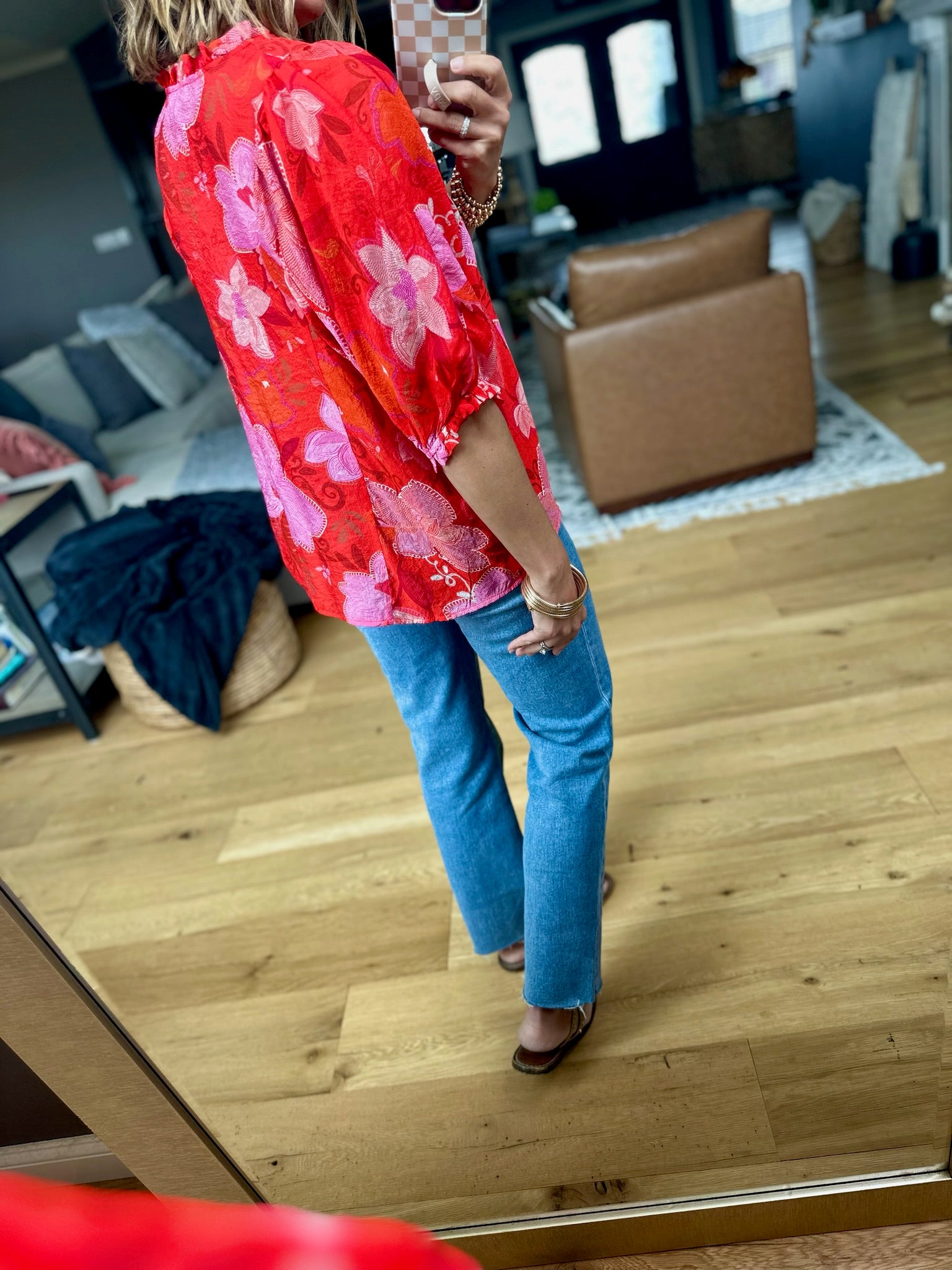 On An Island Floral Top - Red-THML-Anna Kaytes Boutique, Women's Fashion Boutique in Grinnell, Iowa
