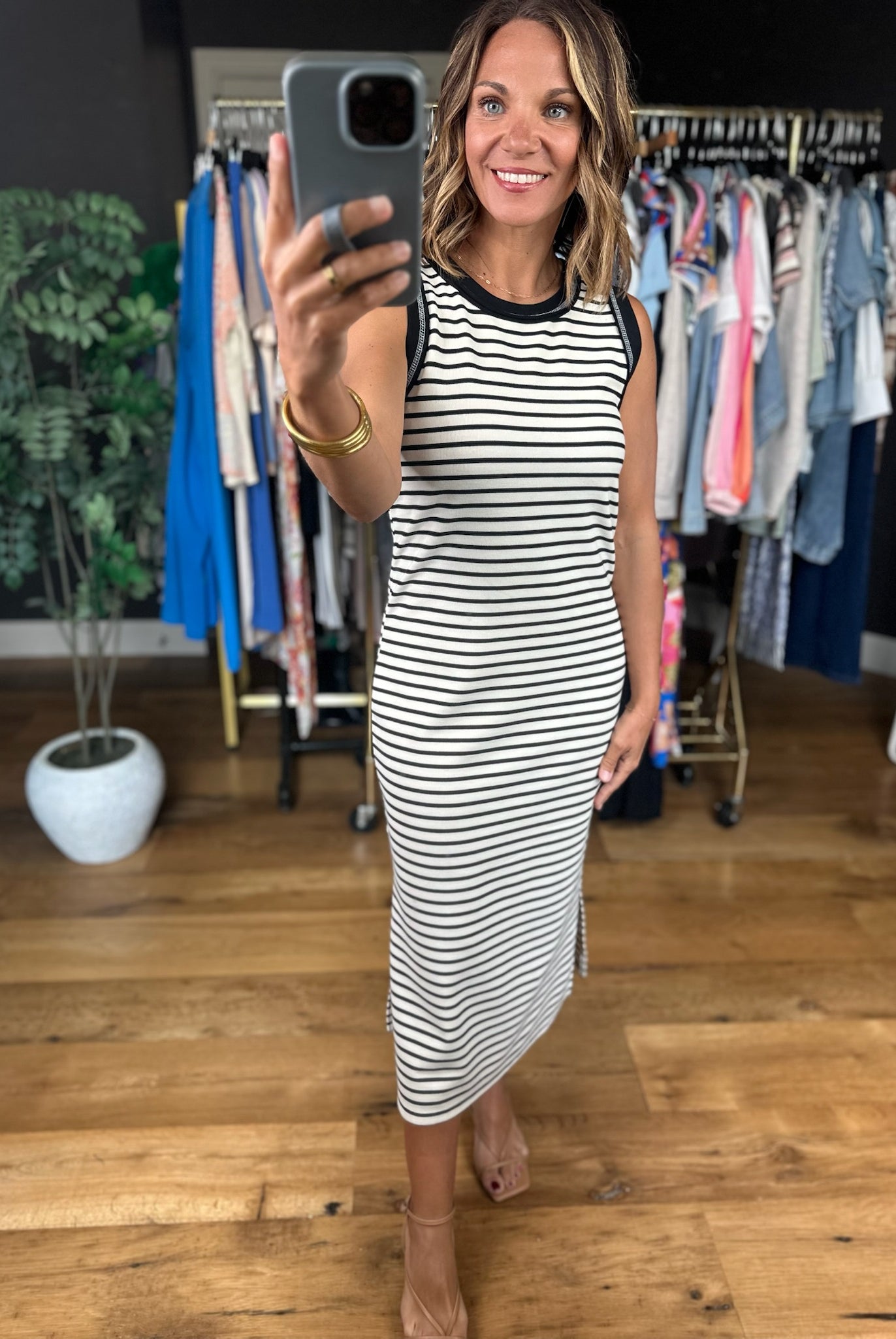 The Best Day Striped Midi Dress-Dresses-Blu Pepper-Anna Kaytes Boutique, Women's Fashion Boutique in Grinnell, Iowa