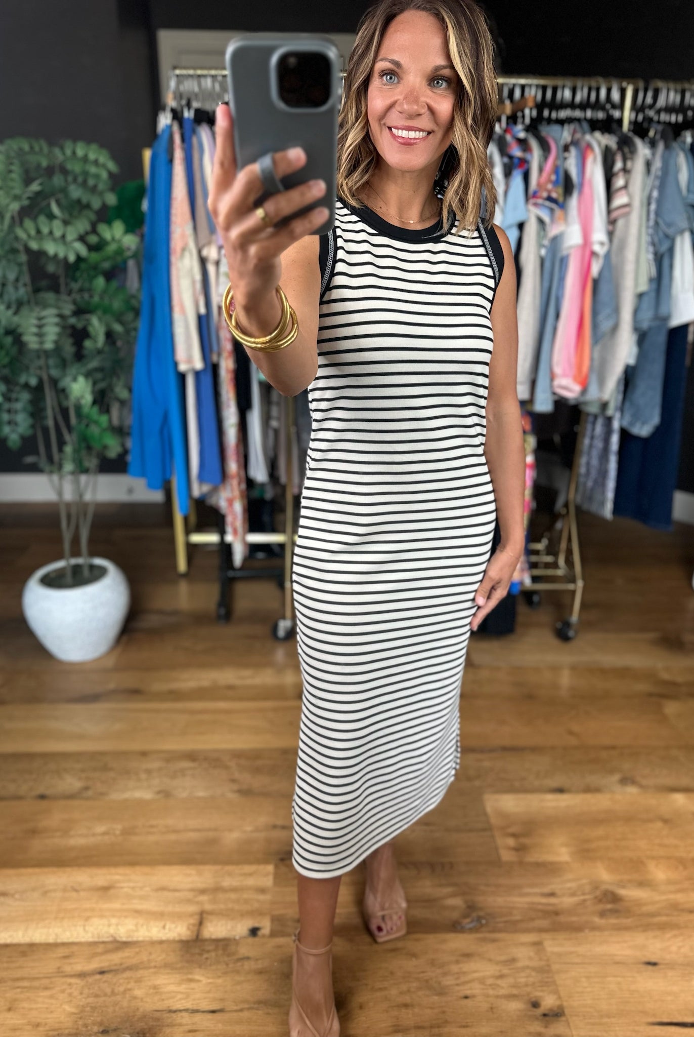 The Best Day Striped Midi Dress-Dresses-Blu Pepper-Anna Kaytes Boutique, Women's Fashion Boutique in Grinnell, Iowa