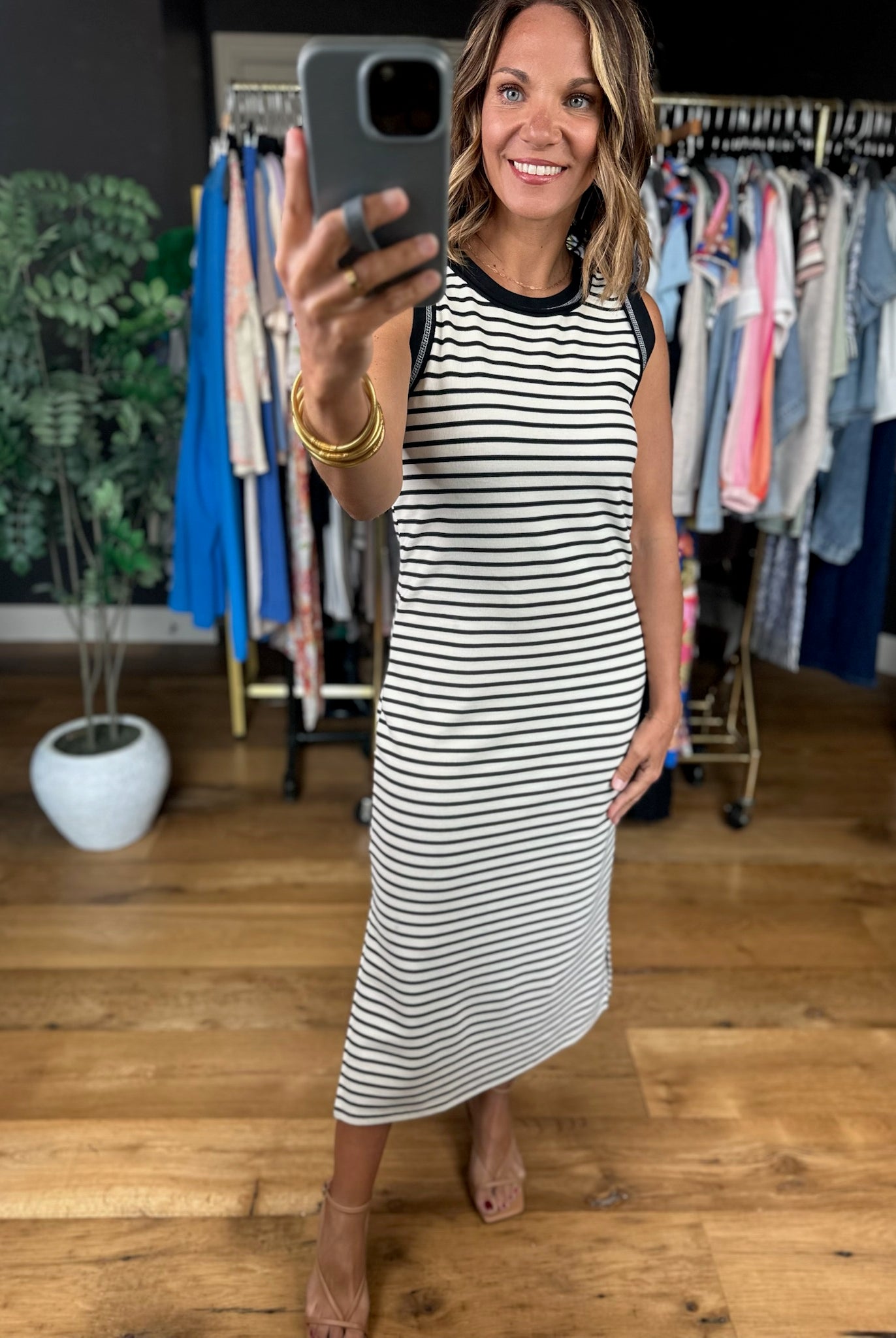 The Best Day Striped Midi Dress-Dresses-Blu Pepper-Anna Kaytes Boutique, Women's Fashion Boutique in Grinnell, Iowa