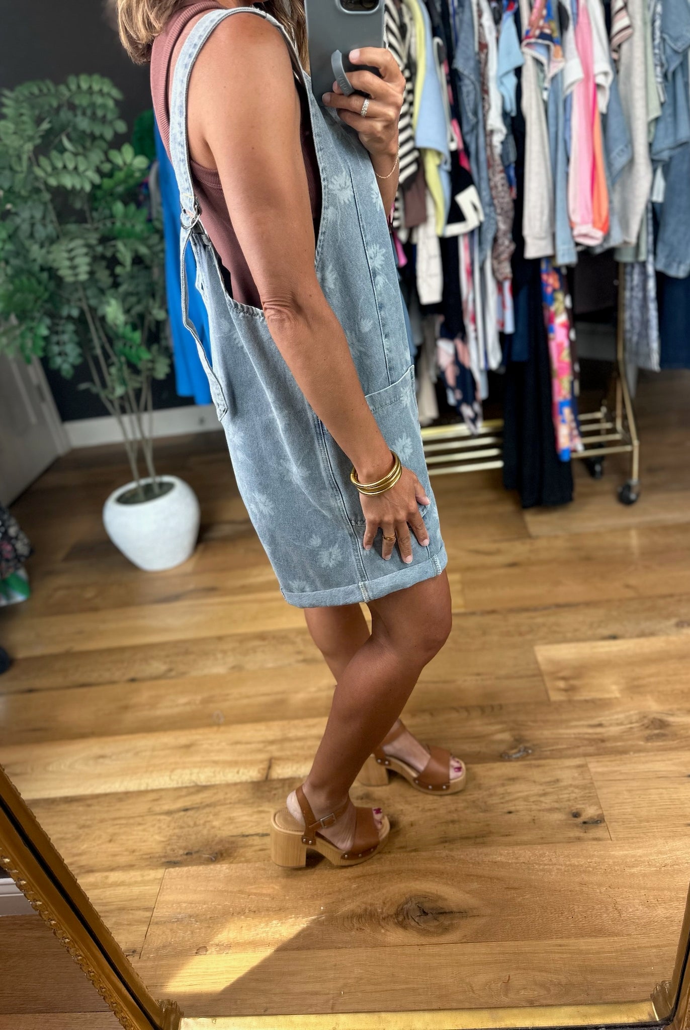 Before The Sun Flower Motif Shortalls-Jumpsuits-Hem & Thread-Anna Kaytes Boutique, Women's Fashion Boutique in Grinnell, Iowa