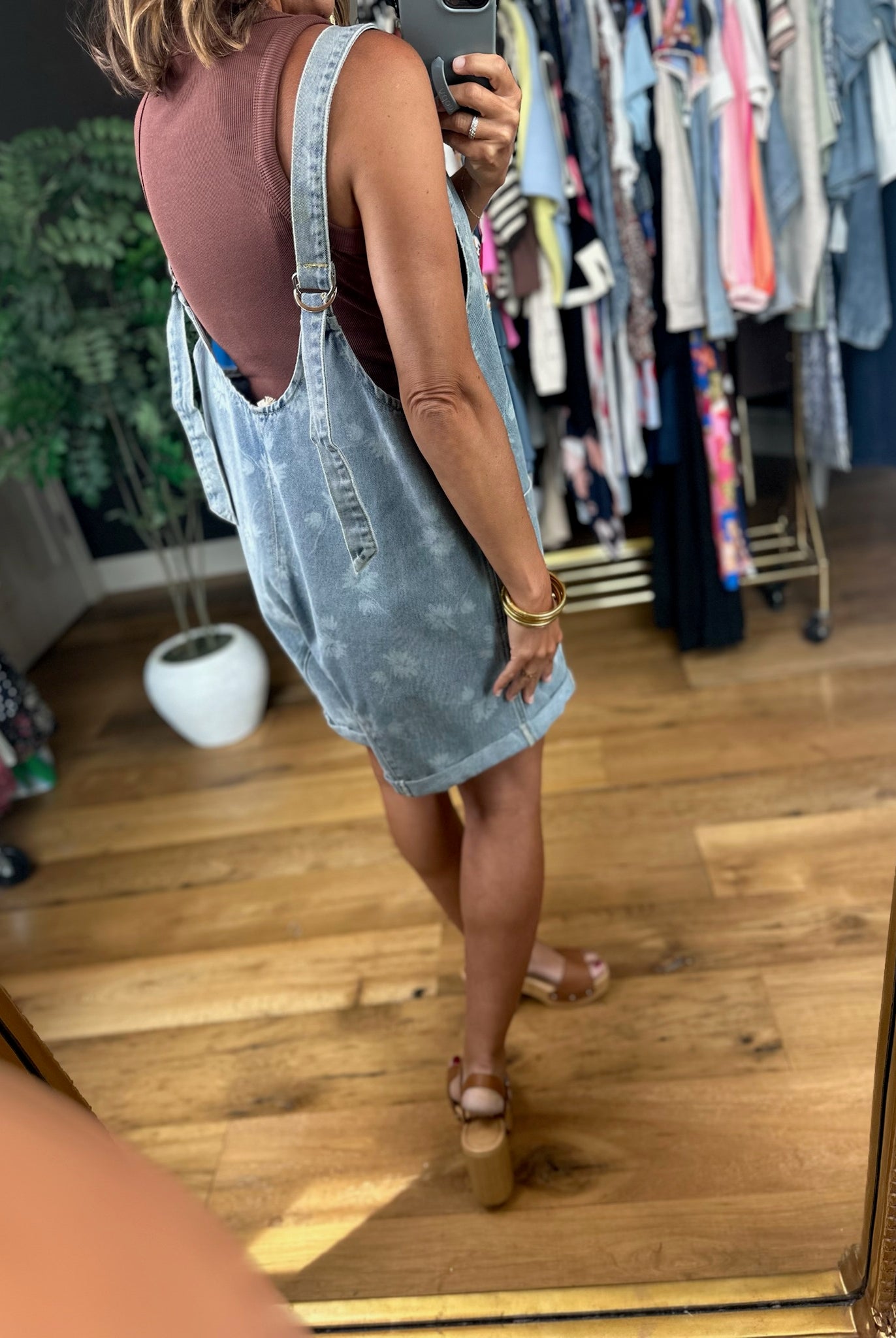 Before The Sun Flower Motif Shortalls-Jumpsuits-Hem & Thread-Anna Kaytes Boutique, Women's Fashion Boutique in Grinnell, Iowa