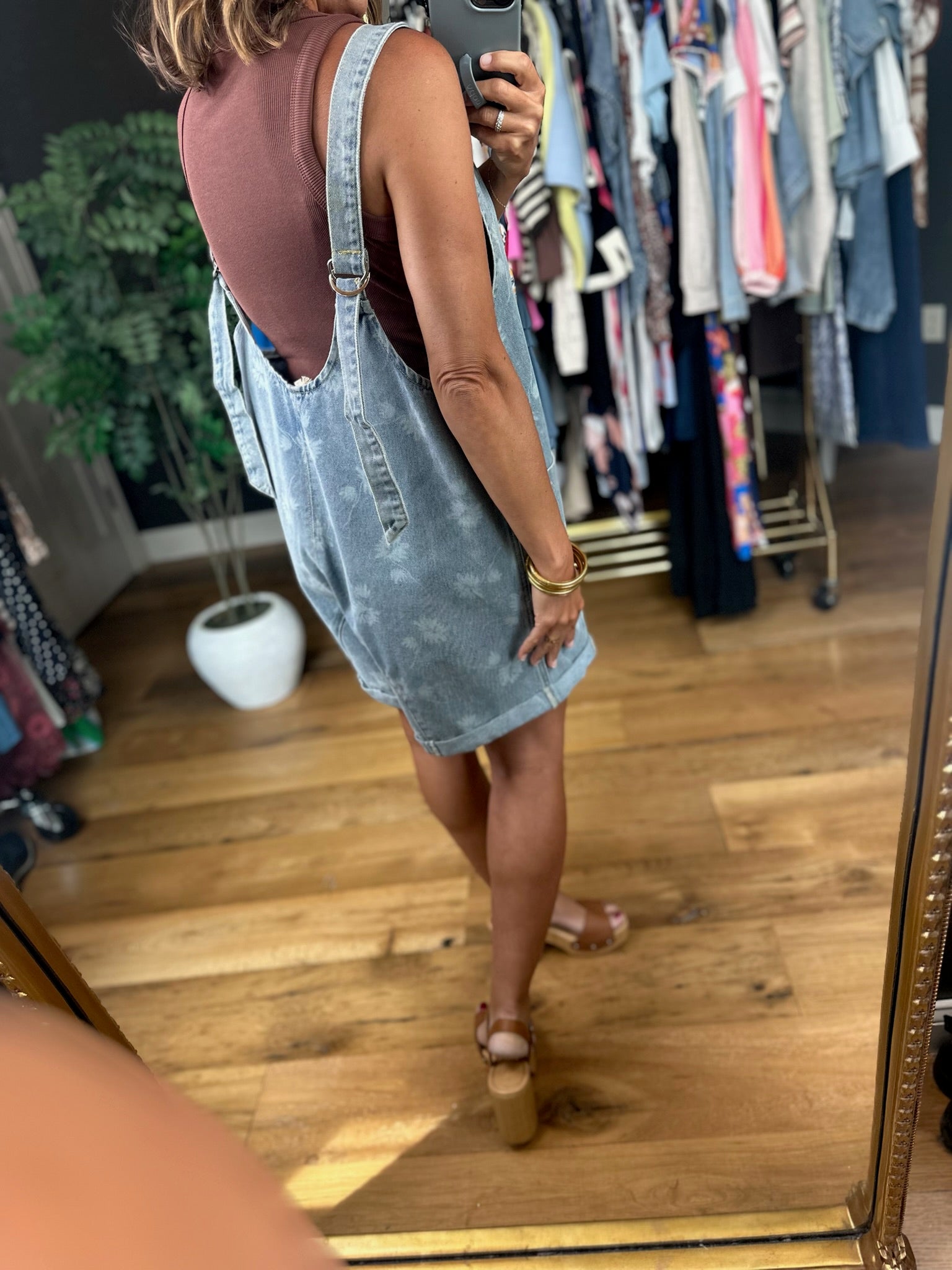 Before The Sun Flower Motif Shortalls-Jumpsuits-Hem & Thread-Anna Kaytes Boutique, Women's Fashion Boutique in Grinnell, Iowa