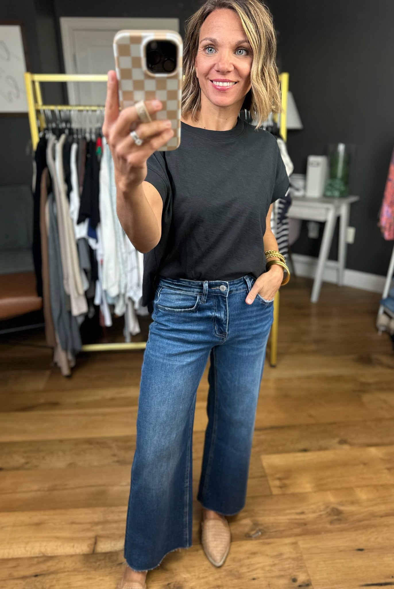 The Daisy High Rise Raw Hem Wide-Leg Crop-Vervet-Anna Kaytes Boutique, Women's Fashion Boutique in Grinnell, Iowa