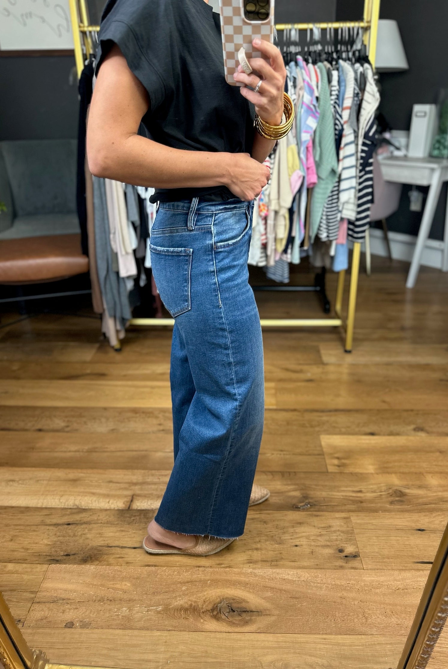 The Daisy High Rise Raw Hem Wide-Leg Crop-Vervet-Anna Kaytes Boutique, Women's Fashion Boutique in Grinnell, Iowa