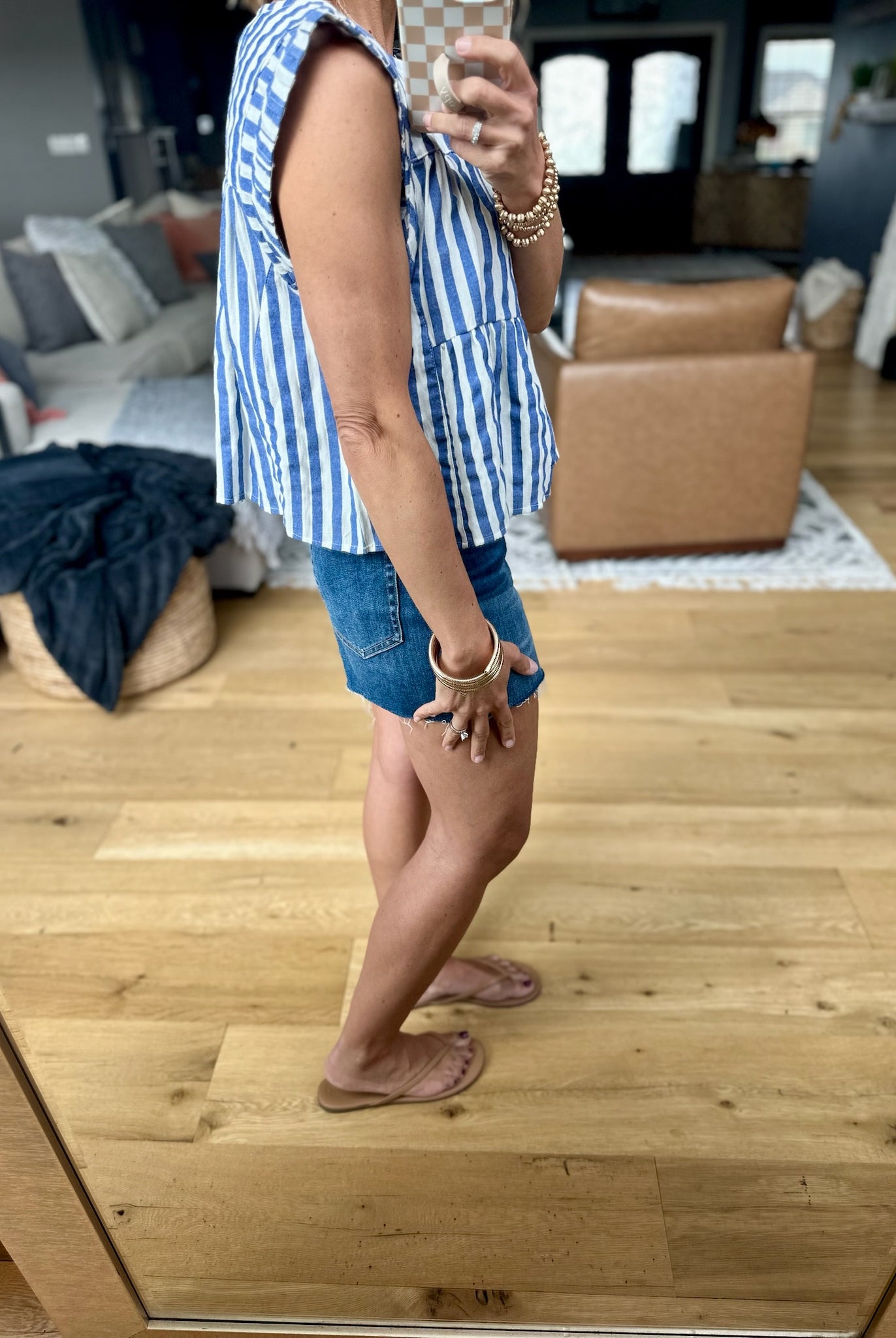 Free To Dream Striped Tiered Top - Blue-By Together-Anna Kaytes Boutique, Women's Fashion Boutique in Grinnell, Iowa