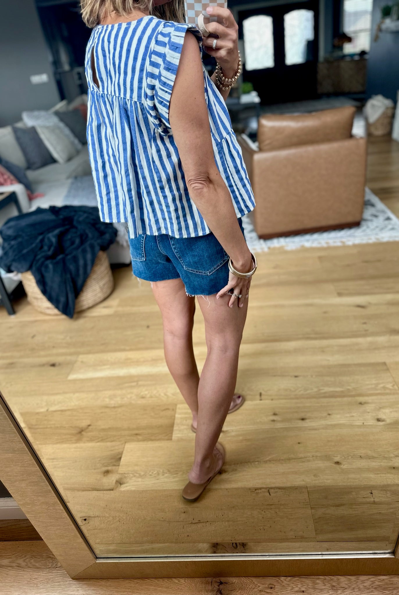 Free To Dream Striped Tiered Top - Blue-By Together-Anna Kaytes Boutique, Women's Fashion Boutique in Grinnell, Iowa