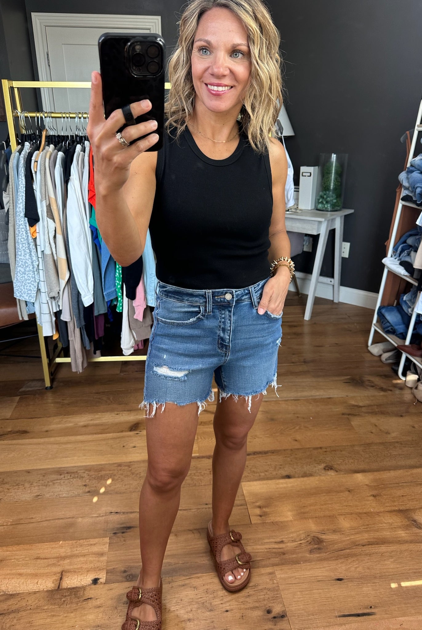 The Millie High-Rise Denim Shorts-Shorts-Vervet-Anna Kaytes Boutique, Women's Fashion Boutique in Grinnell, Iowa