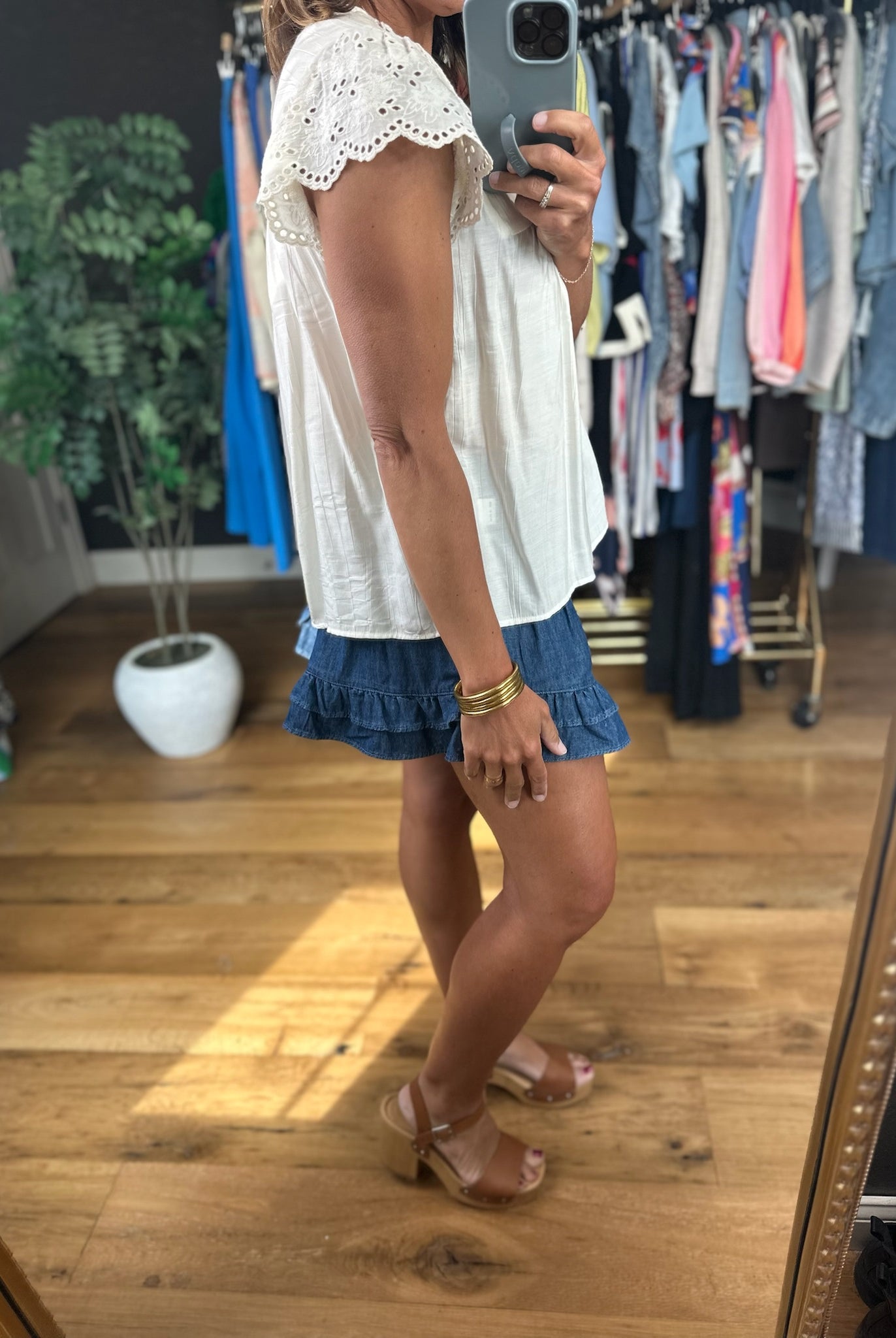 Sweeter Times Eyelet-Detail Top-Short Sleeves-Doe & Rae-Anna Kaytes Boutique, Women's Fashion Boutique in Grinnell, Iowa