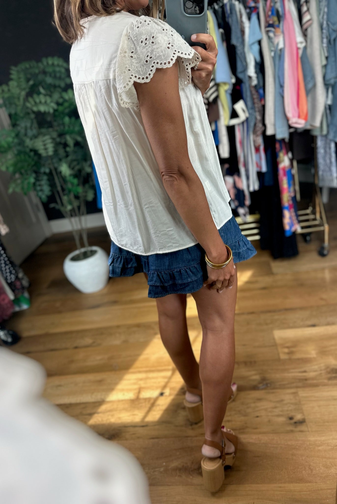 Sweeter Times Eyelet-Detail Top-Short Sleeves-Doe & Rae-Anna Kaytes Boutique, Women's Fashion Boutique in Grinnell, Iowa