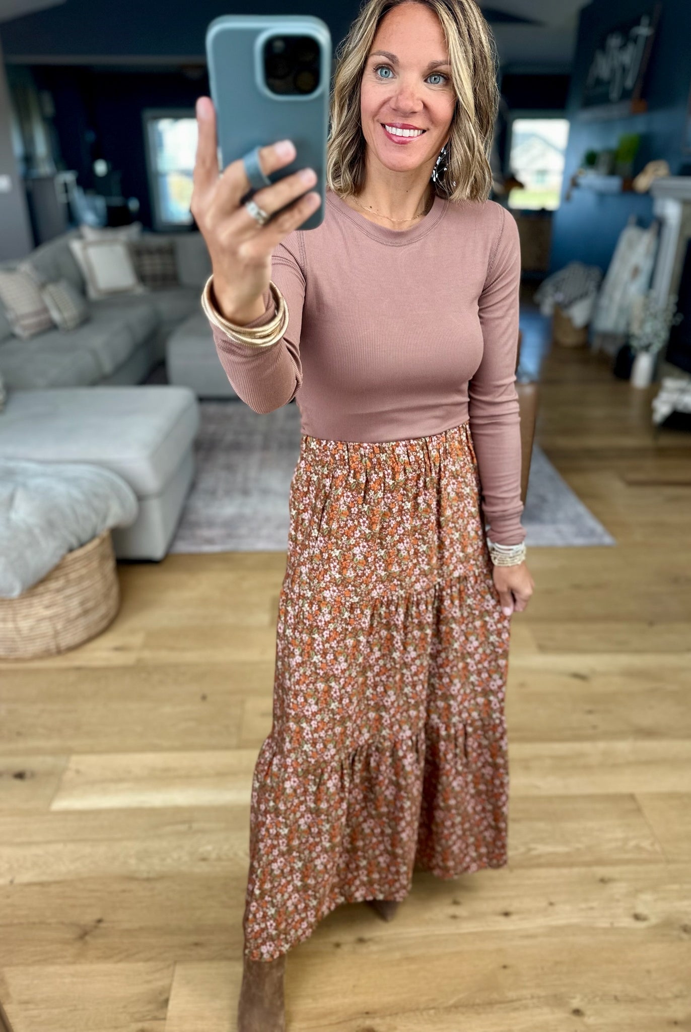 The Right Thing Tiered Floral Maxi Skirt-Les Amis-Anna Kaytes Boutique, Women's Fashion Boutique in Grinnell, Iowa