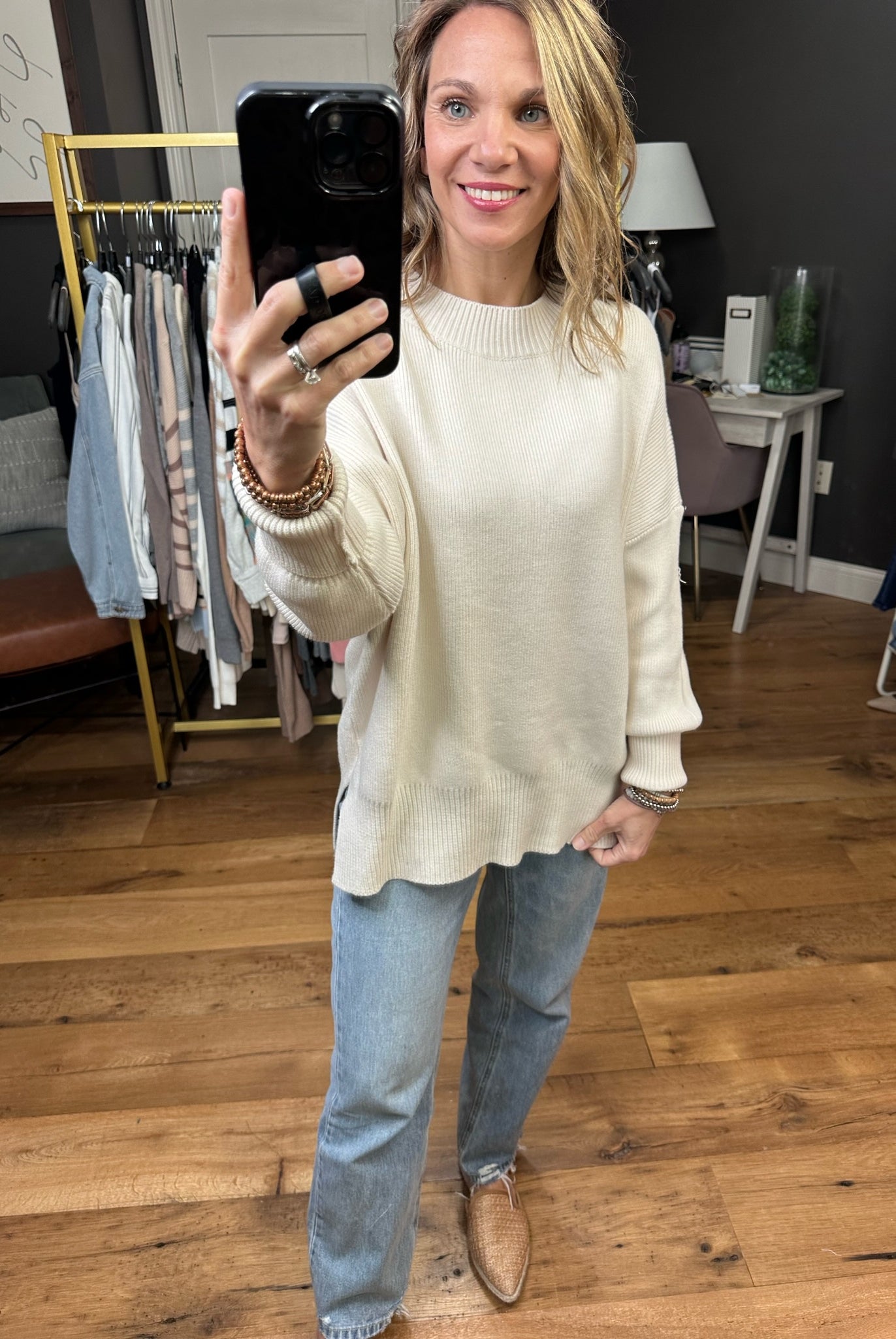 Quick Decision Ribbed Sweater With Side-Slit Detail - Multiple Options-Sweaters-Miracle F135-Anna Kaytes Boutique, Women's Fashion Boutique in Grinnell, Iowa