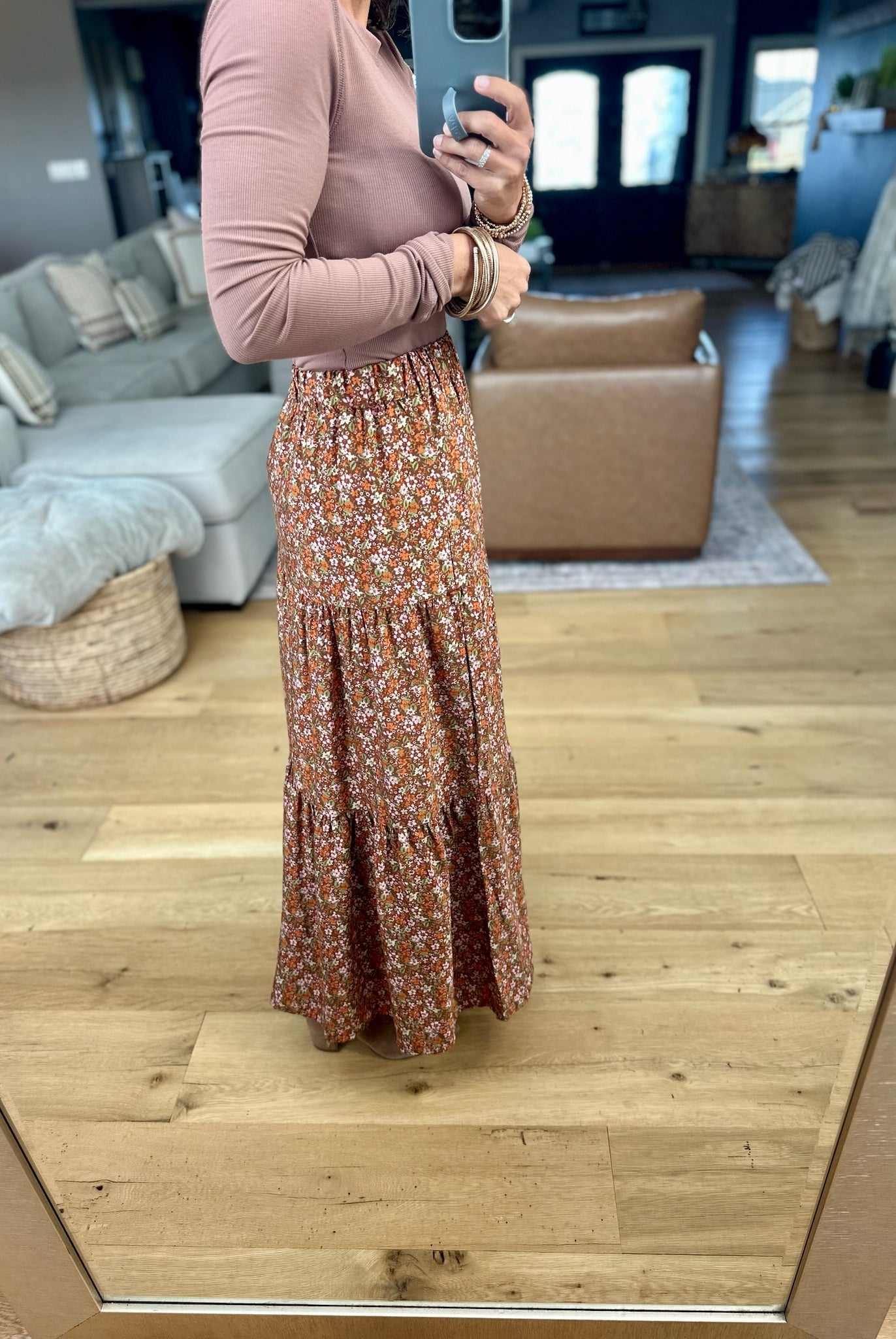 The Right Thing Tiered Floral Maxi Skirt-Les Amis-Anna Kaytes Boutique, Women's Fashion Boutique in Grinnell, Iowa