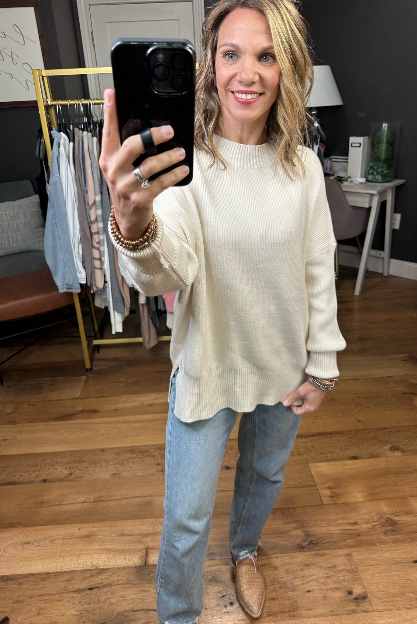 Quick Decision Ribbed Sweater With Side-Slit Detail - Multiple Options-Sweaters-Miracle F135-Anna Kaytes Boutique, Women's Fashion Boutique in Grinnell, Iowa