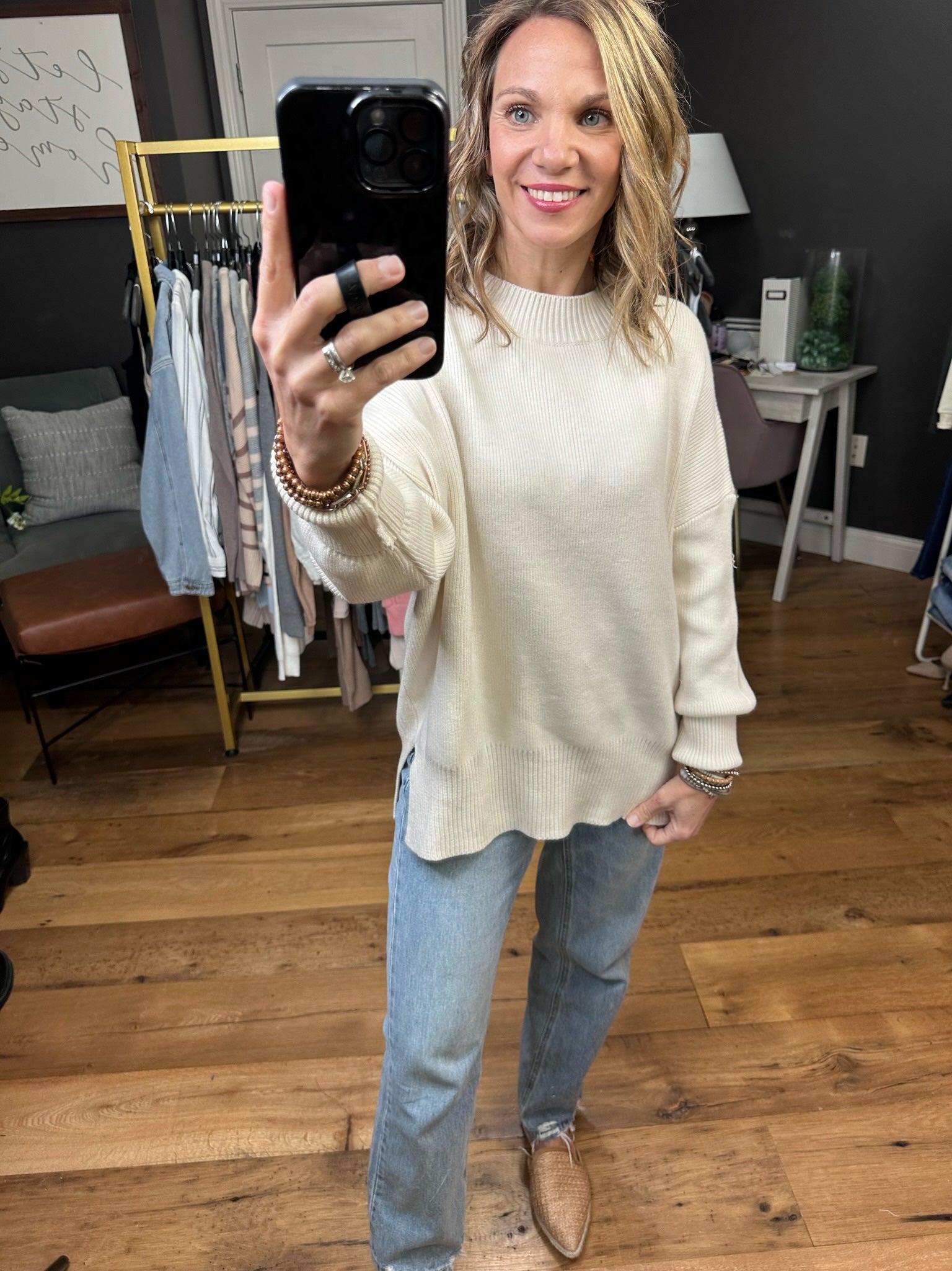 Quick Decision Ribbed Sweater With Side-Slit Detail - Multiple Options-Sweaters-Miracle F135-Anna Kaytes Boutique, Women's Fashion Boutique in Grinnell, Iowa