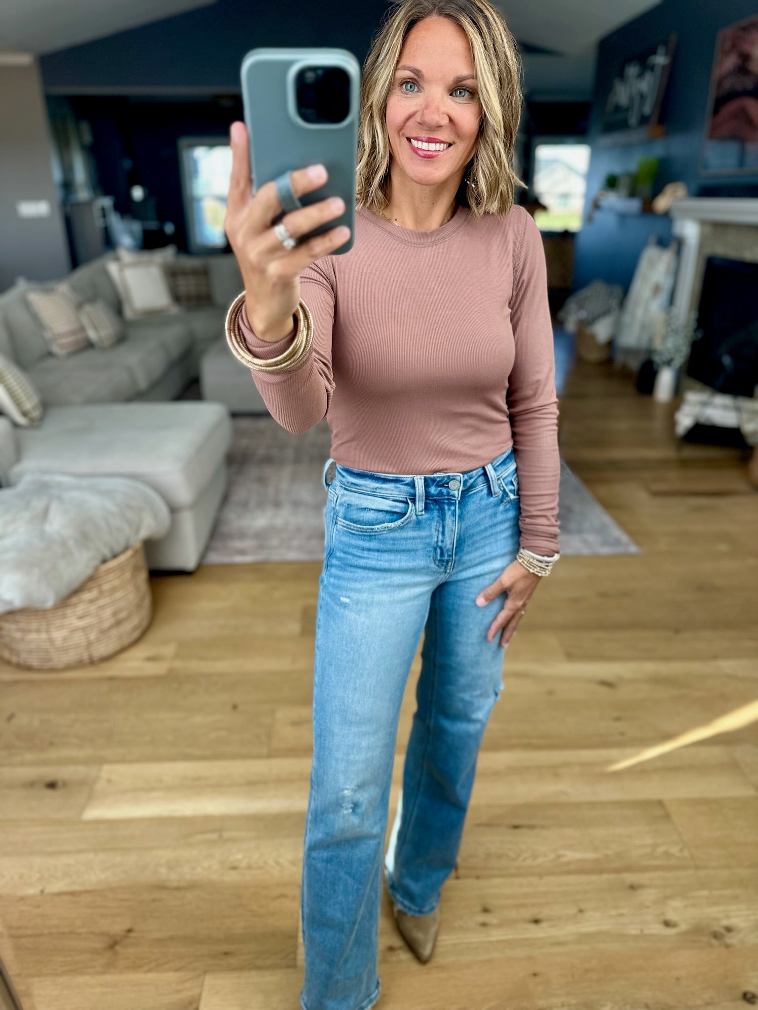 The Lennie Ribbed Long Sleeve Top-Wasabi & Mint-Anna Kaytes Boutique, Women's Fashion Boutique in Grinnell, Iowa