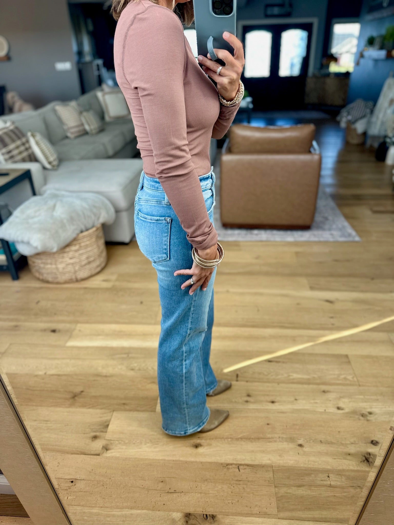 The Lennie Ribbed Long Sleeve Top-Wasabi & Mint-Anna Kaytes Boutique, Women's Fashion Boutique in Grinnell, Iowa