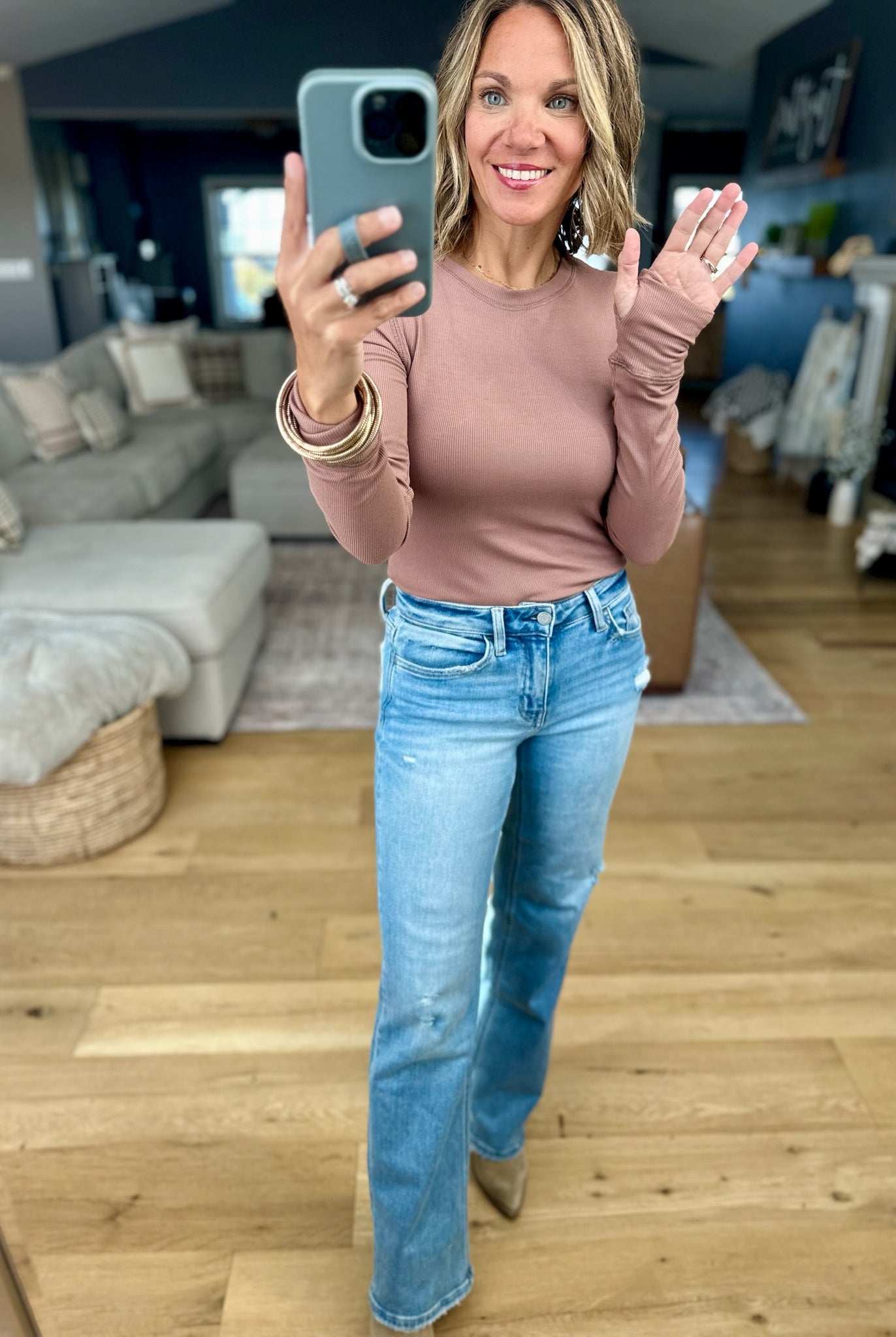 The Lennie Ribbed Long Sleeve Top-Wasabi & Mint-Anna Kaytes Boutique, Women's Fashion Boutique in Grinnell, Iowa