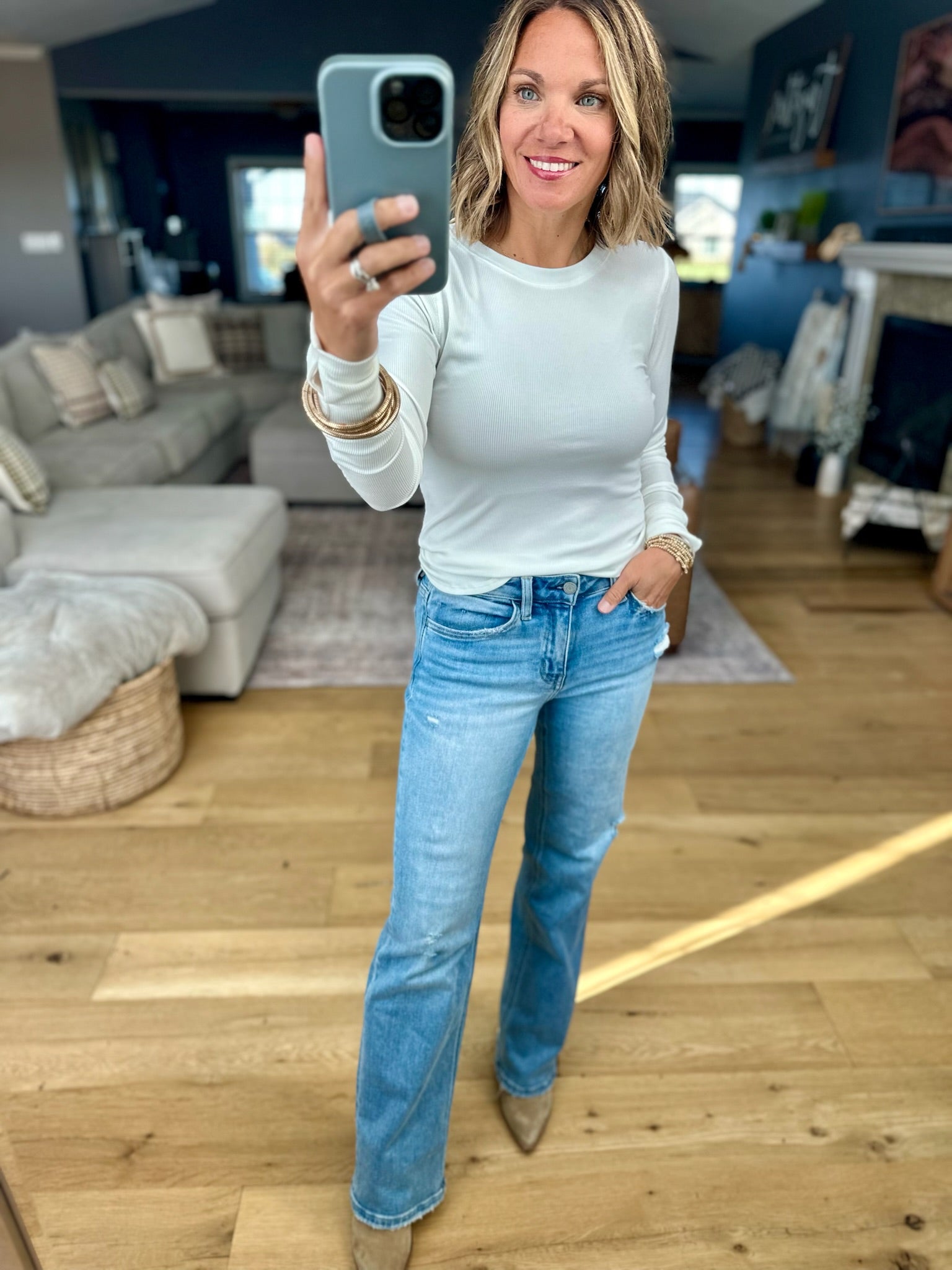 The Lennie Ribbed Long Sleeve Top-Wasabi & Mint-Anna Kaytes Boutique, Women's Fashion Boutique in Grinnell, Iowa