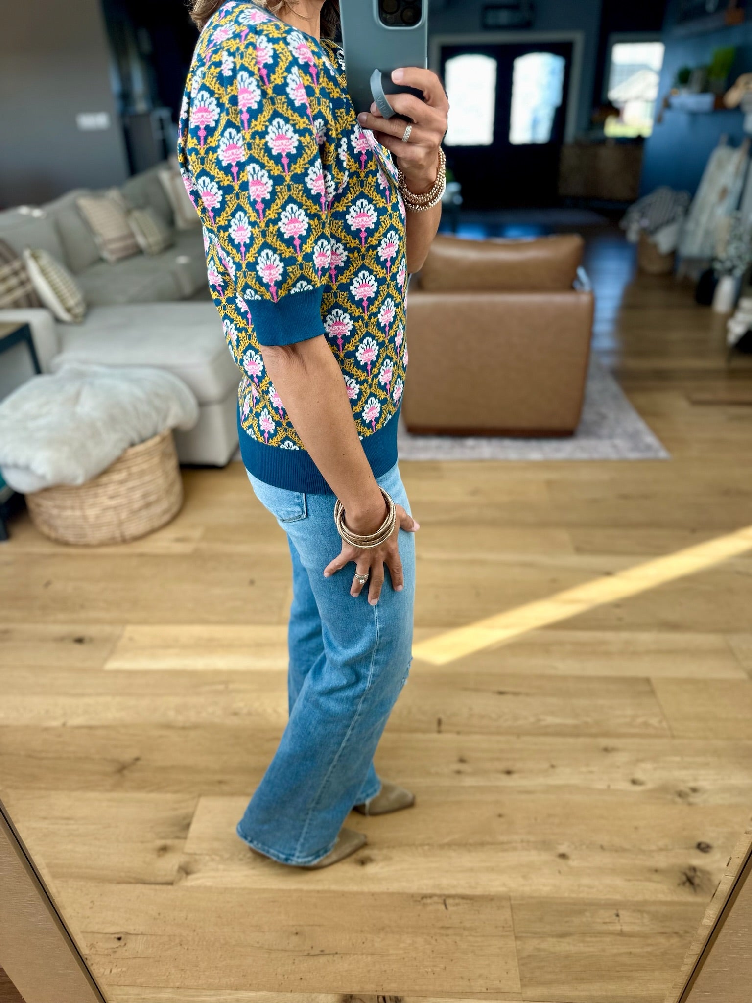 Into Dusk Peacock Knit Top-& Merci-Anna Kaytes Boutique, Women's Fashion Boutique in Grinnell, Iowa