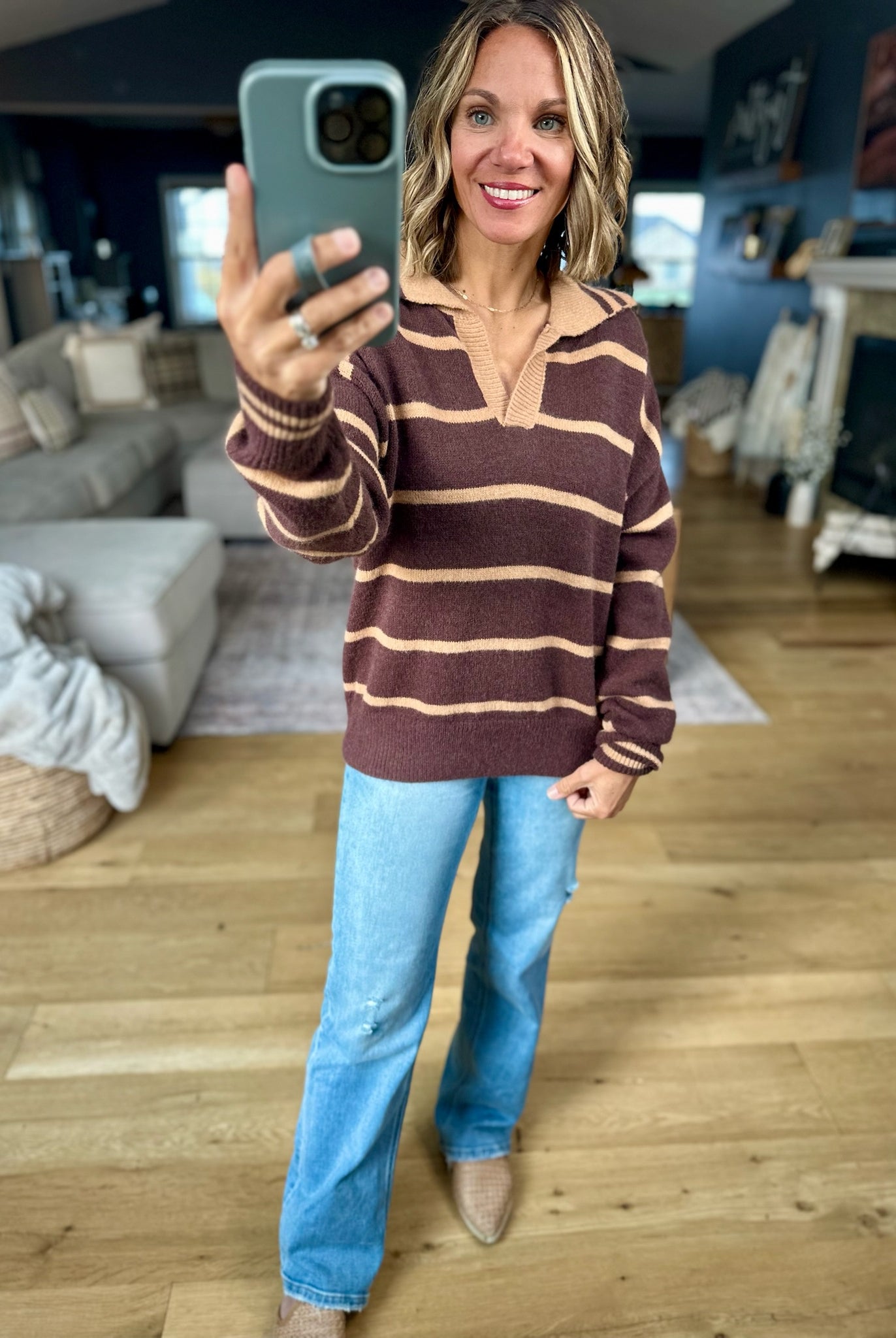 One Or The Other Striped Collared Sweater-& Merci-Anna Kaytes Boutique, Women's Fashion Boutique in Grinnell, Iowa