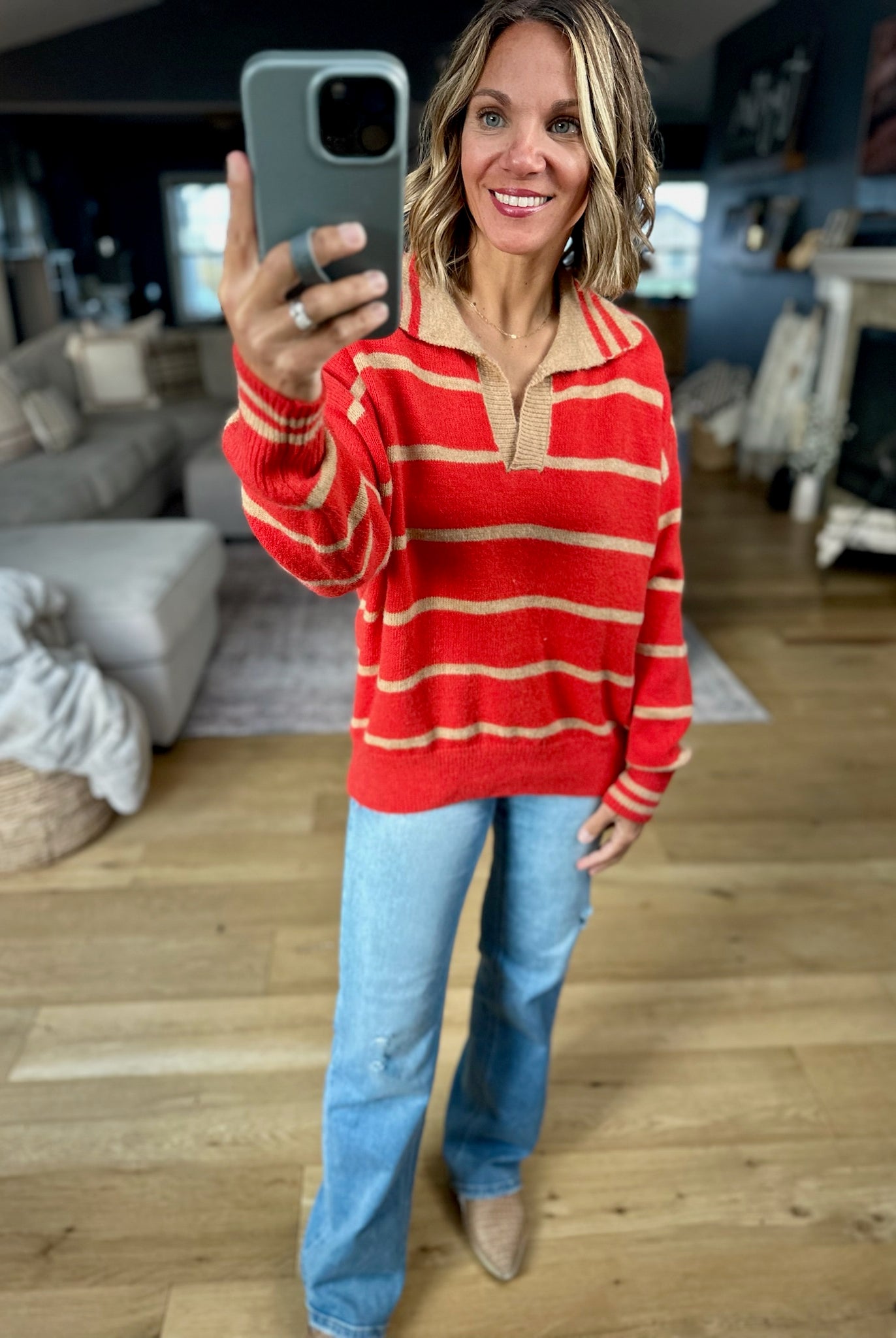 One Or The Other Striped Collared Sweater-& Merci-Anna Kaytes Boutique, Women's Fashion Boutique in Grinnell, Iowa