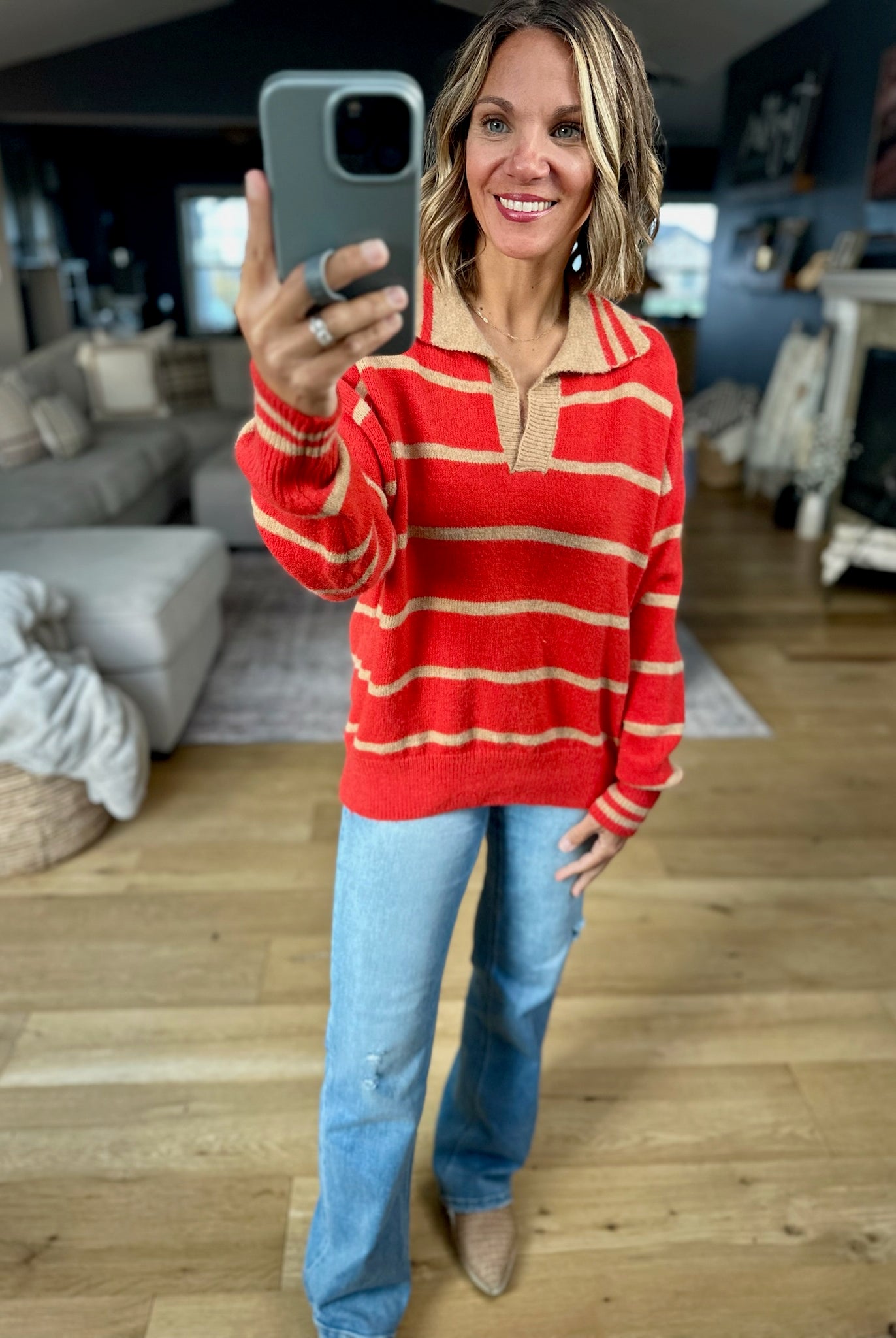 One Or The Other Striped Collared Sweater-& Merci-Anna Kaytes Boutique, Women's Fashion Boutique in Grinnell, Iowa
