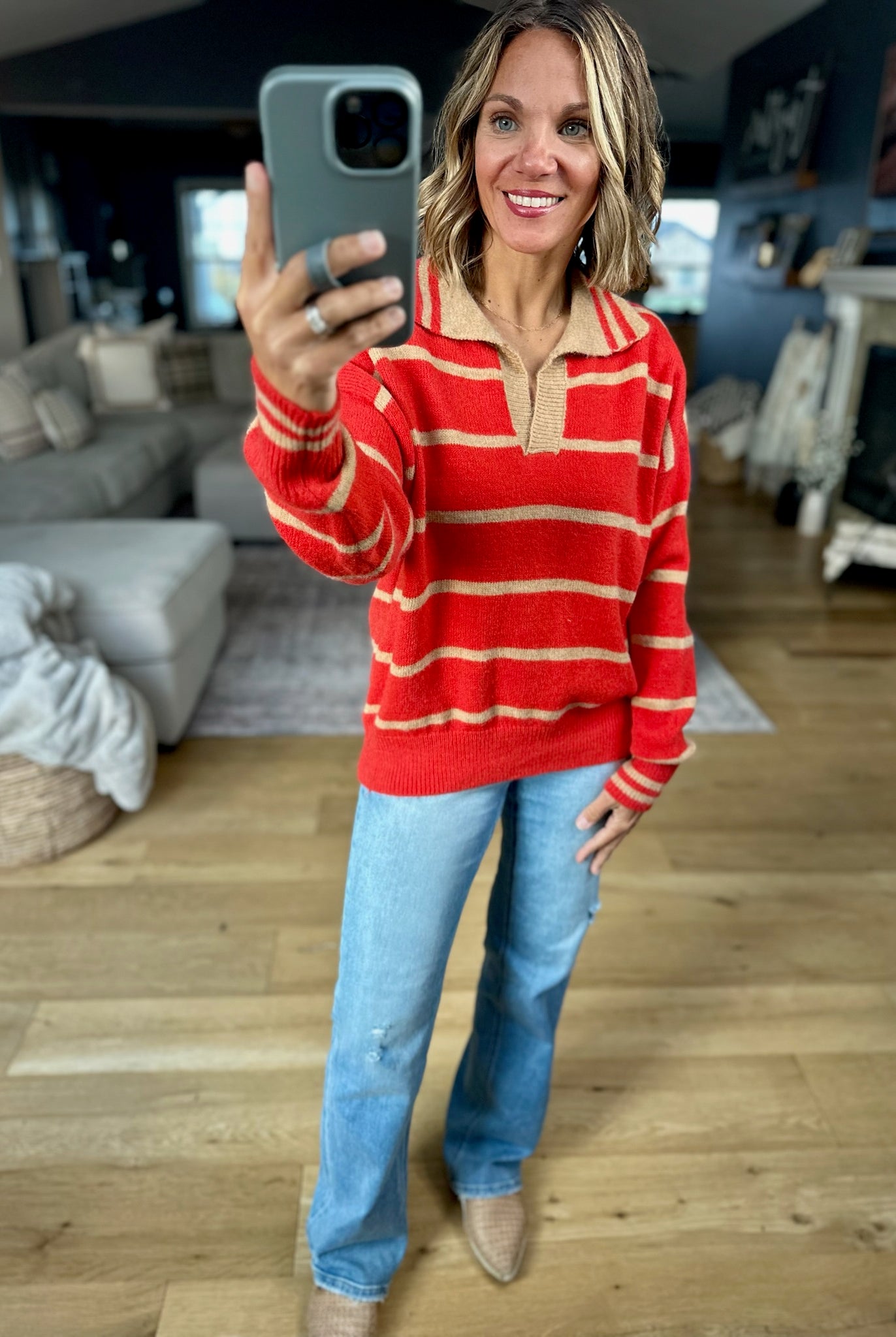 One Or The Other Striped Collared Sweater-& Merci-Anna Kaytes Boutique, Women's Fashion Boutique in Grinnell, Iowa