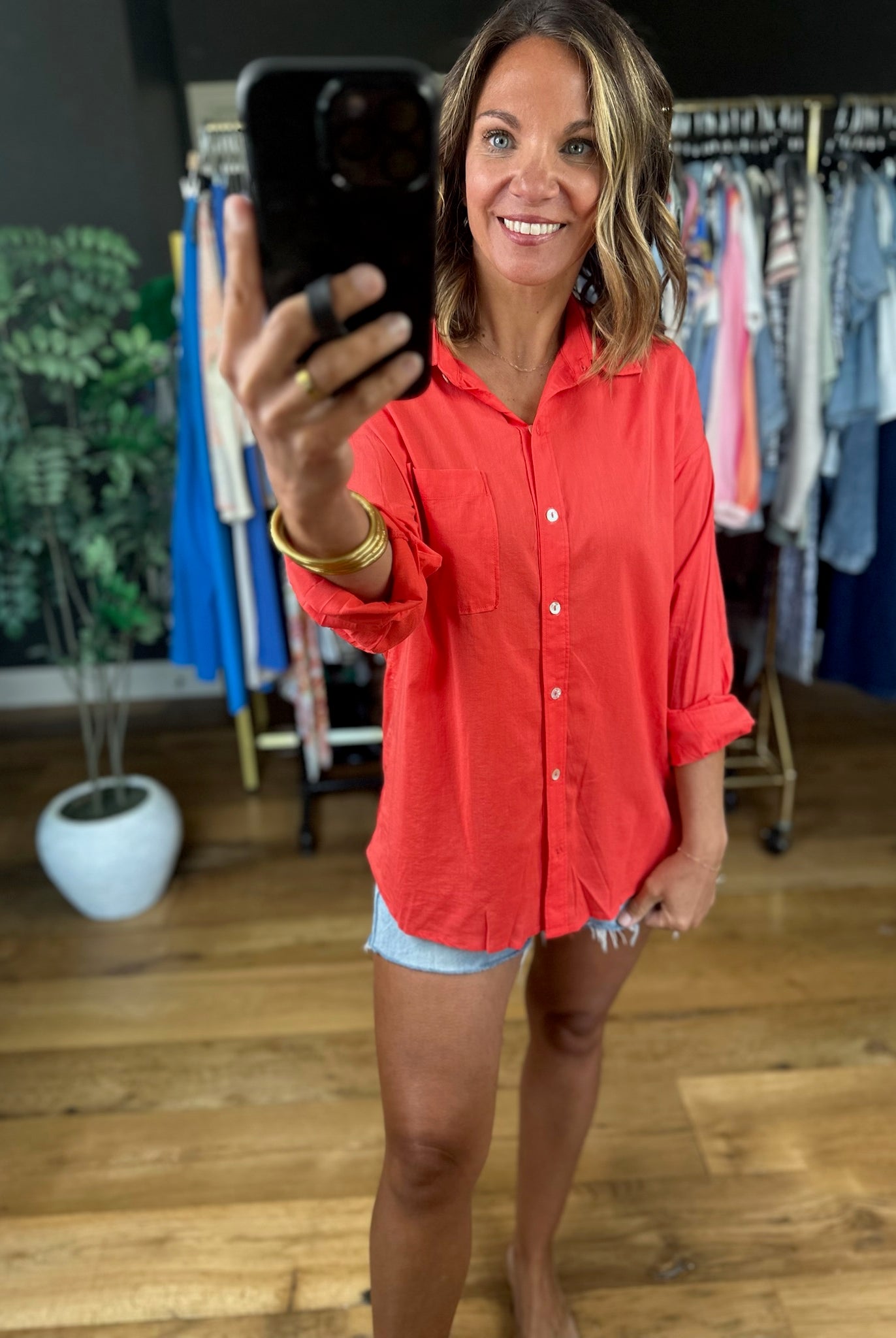 Honest Opinions Button-Down Top-Long Sleeves-Be Cool-Anna Kaytes Boutique, Women's Fashion Boutique in Grinnell, Iowa
