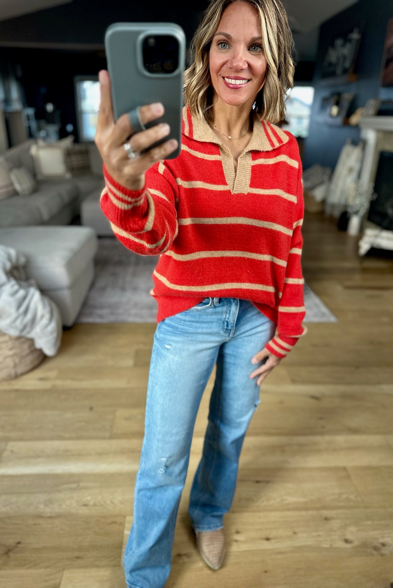 One Or The Other Striped Collared Sweater-& Merci-Anna Kaytes Boutique, Women's Fashion Boutique in Grinnell, Iowa